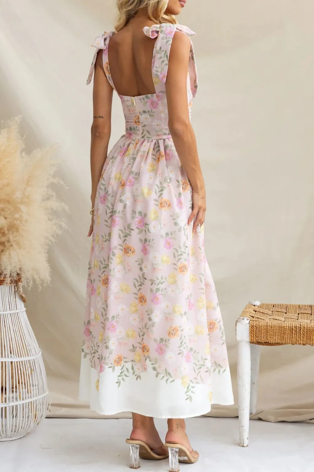 Printed Tie Shoulder Midi Cami Dress - Image 4