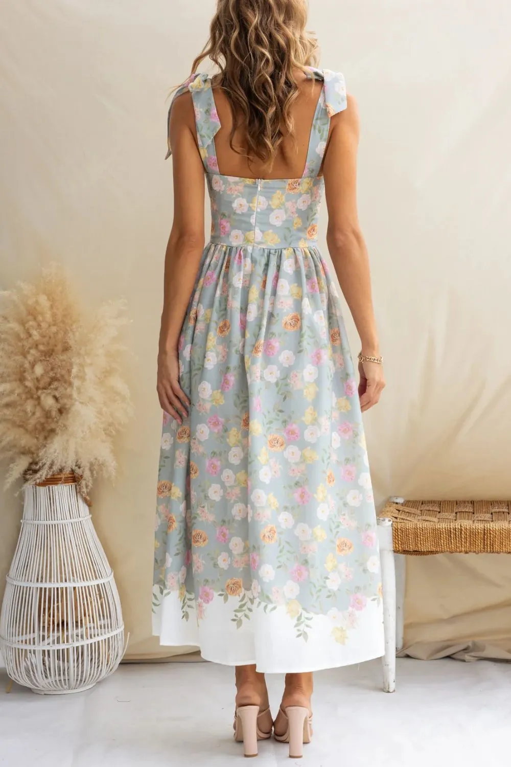 Printed Tie Shoulder Midi Cami Dress - Image 8