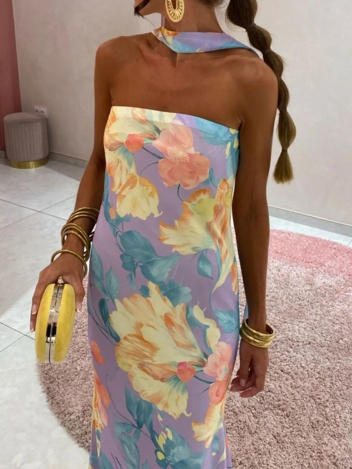 Printed Tube Maxi Dress - Image 28