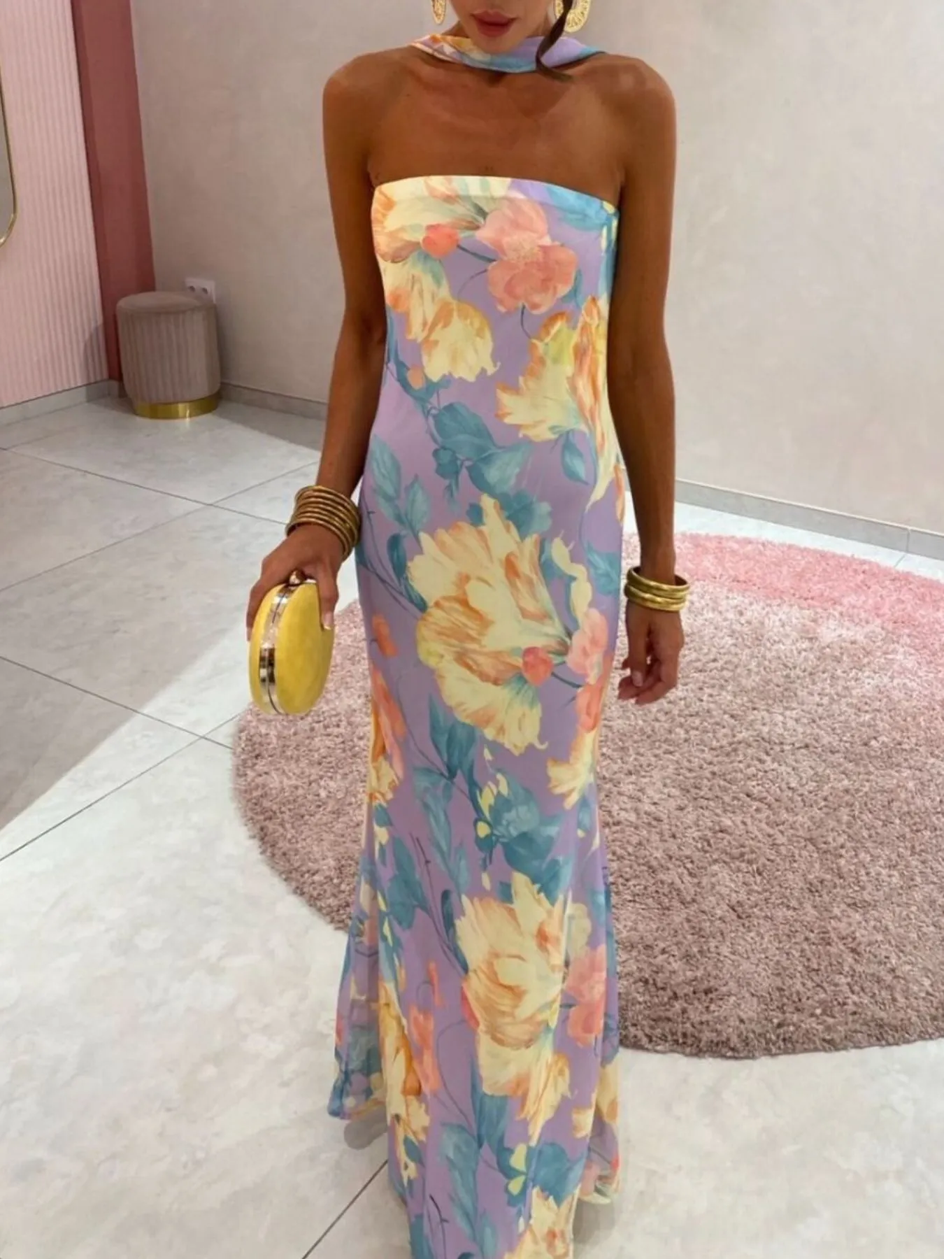 Printed Tube Maxi Dress - Image 30