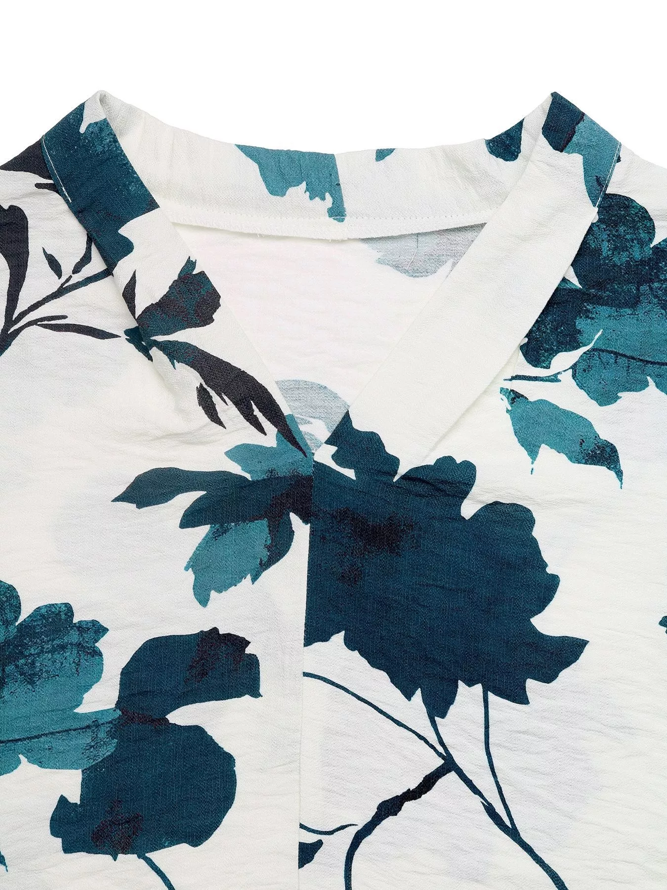 Printed V-Neck Long Sleeve Blouse - Image 9