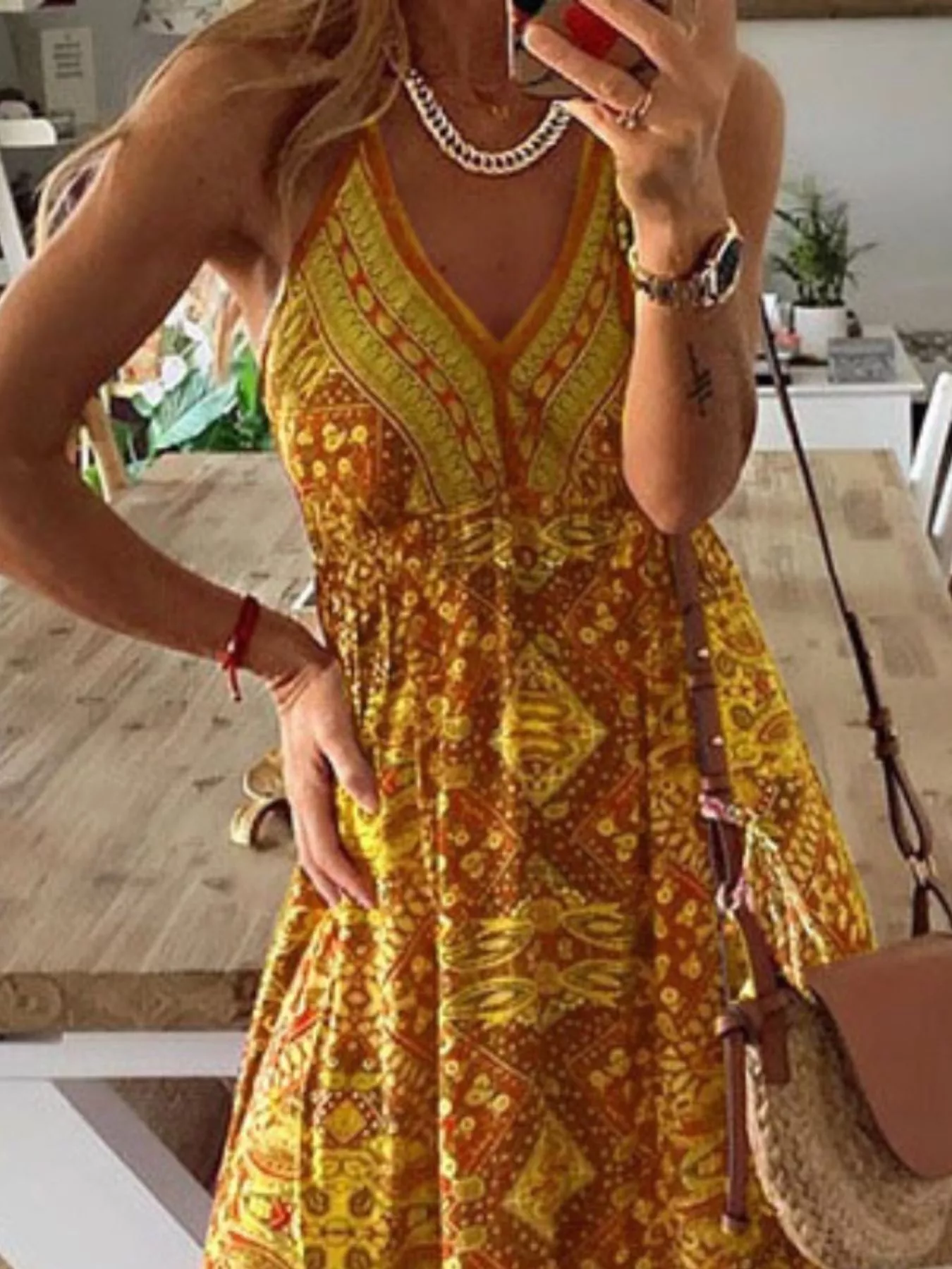 Printed V-Neck Maxi Dress - Image 5
