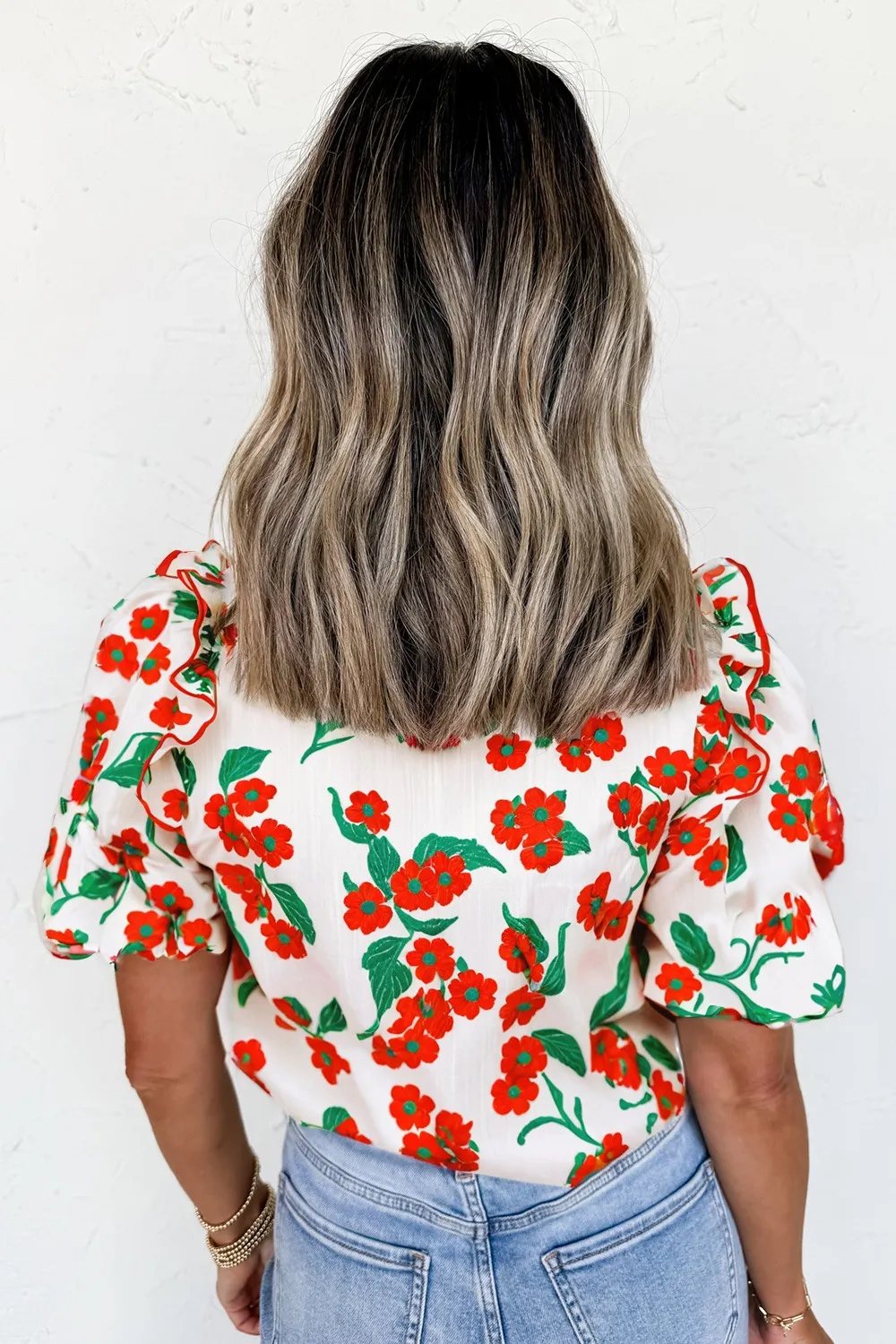 Printed V-Neck Short Sleeve Shirt - Image 2