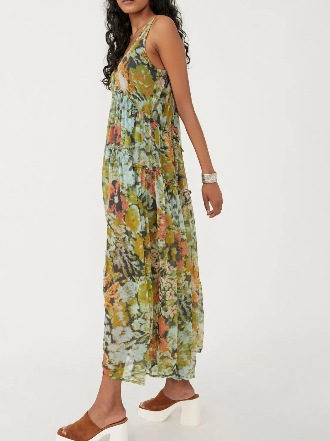 Printed V-Neck Sleeveless Dress - Image 11