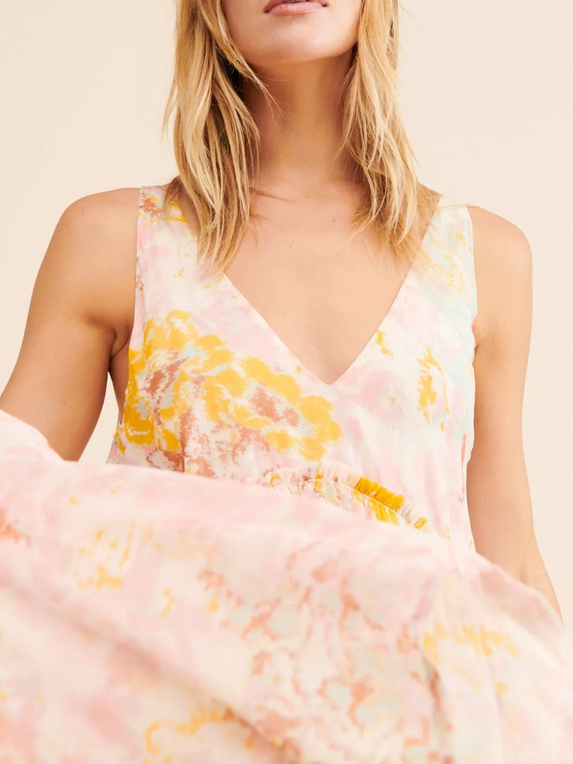 Printed V-Neck Sleeveless Dress - Image 7