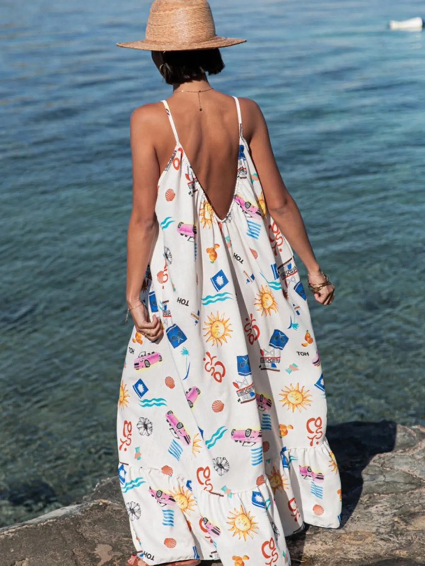 Printed V-neck Summer Maxi Dress - Image 10