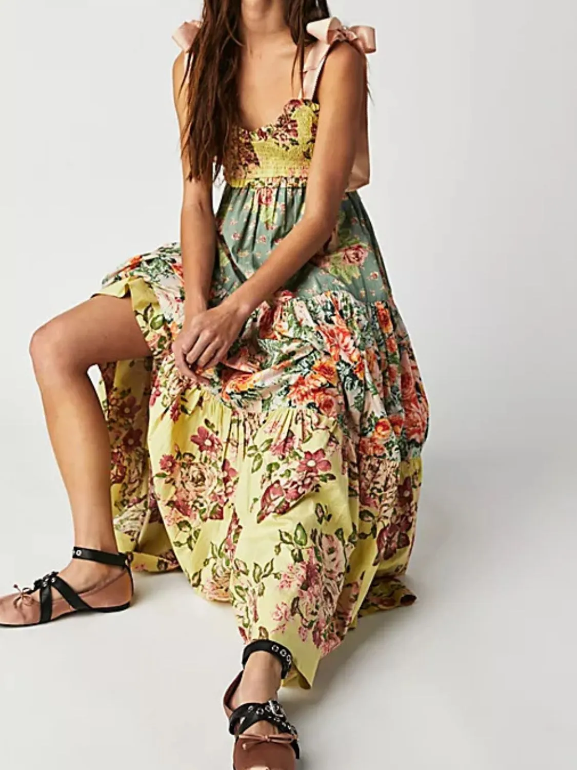 Printed V-Neck Tie Shoulder Cami Dress - Image 8