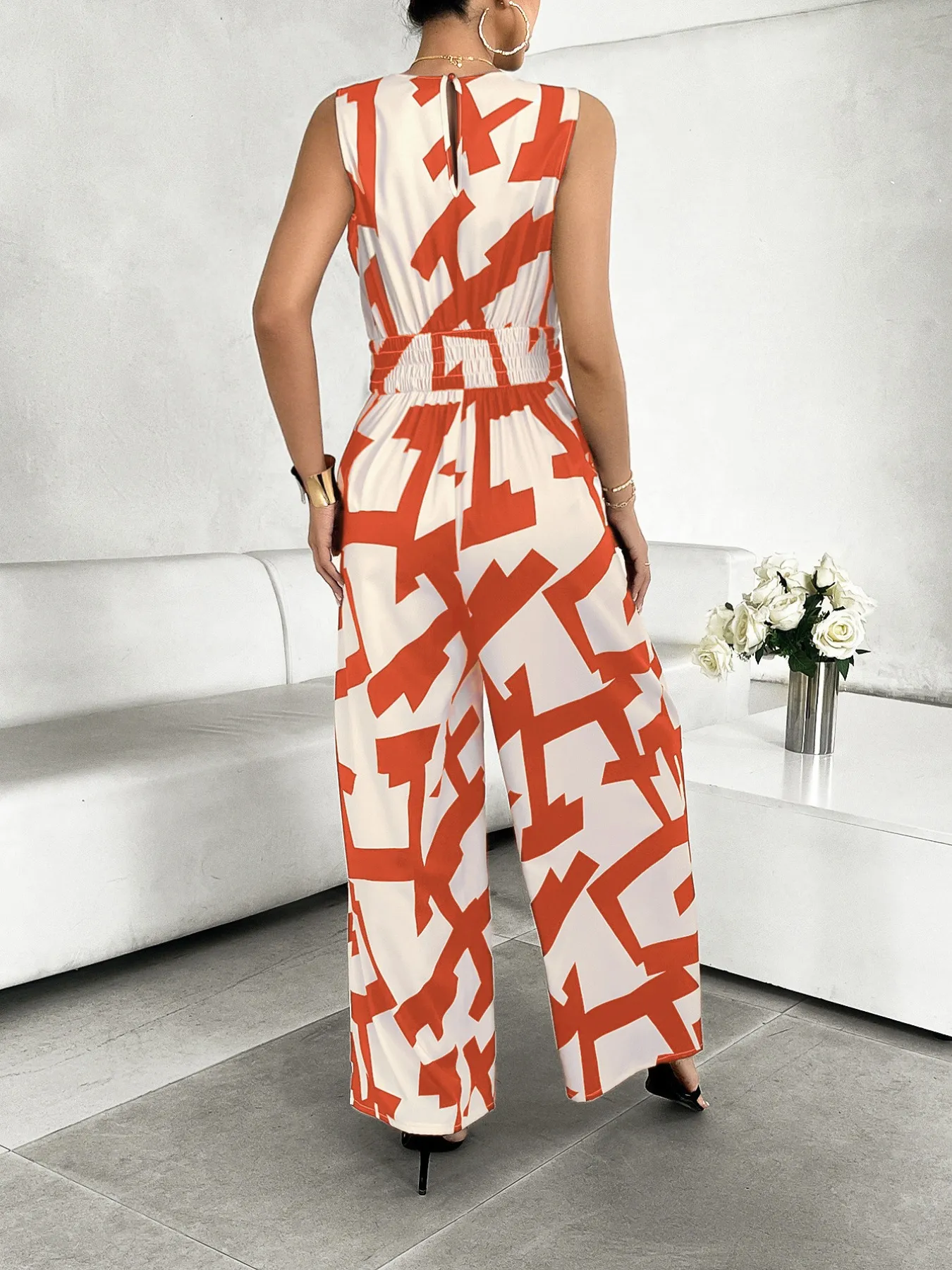 Printed Wide Leg Jumpsuit - Image 4