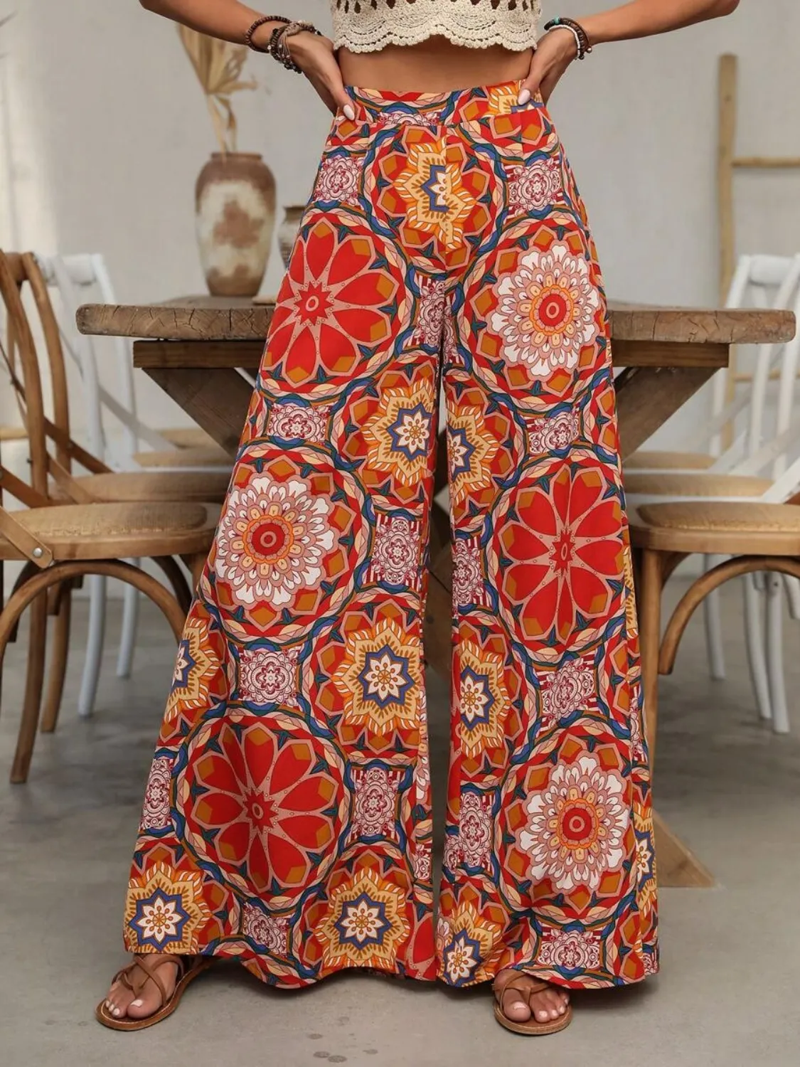 Printed Wide Leg Pants
