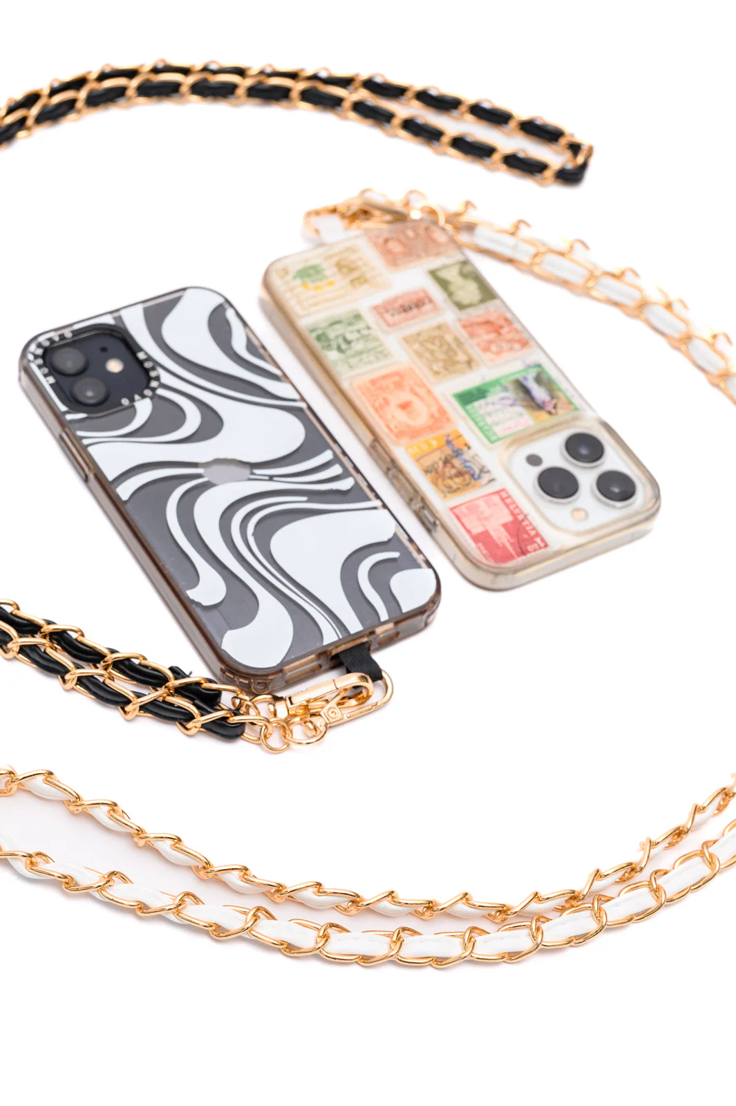 PU Leather Gold Chain Cell Phone Lanyard Set of 2 - Image 3