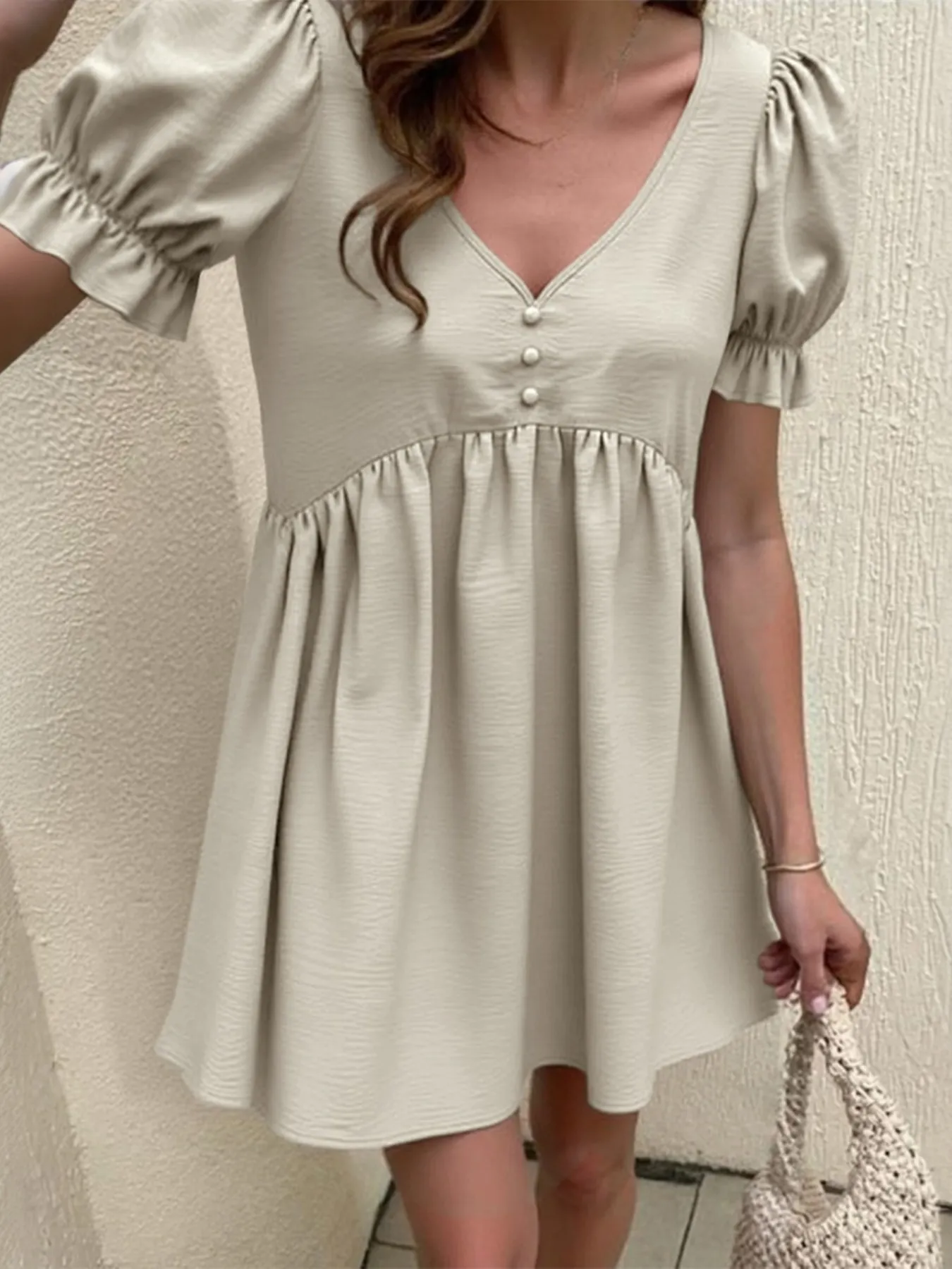 Puff Sleeve Babydoll Mini Dress - Image 2