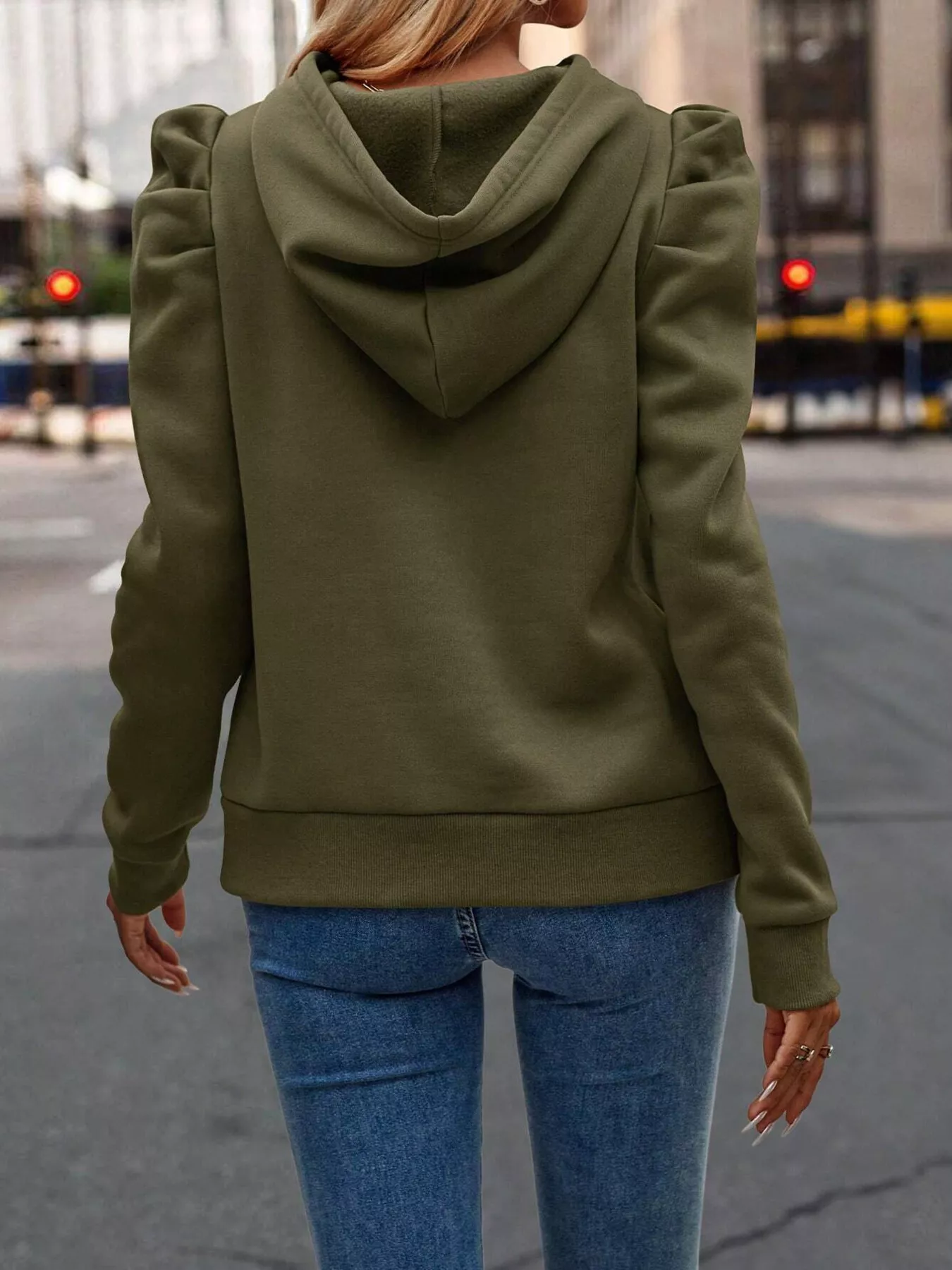 Puff Sleeve Hoodie with Drawstring - Image 31