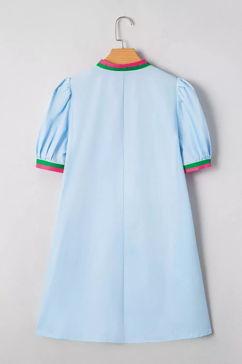 Puff Sleeve Mini Dress with Contrast Trim - Image 7