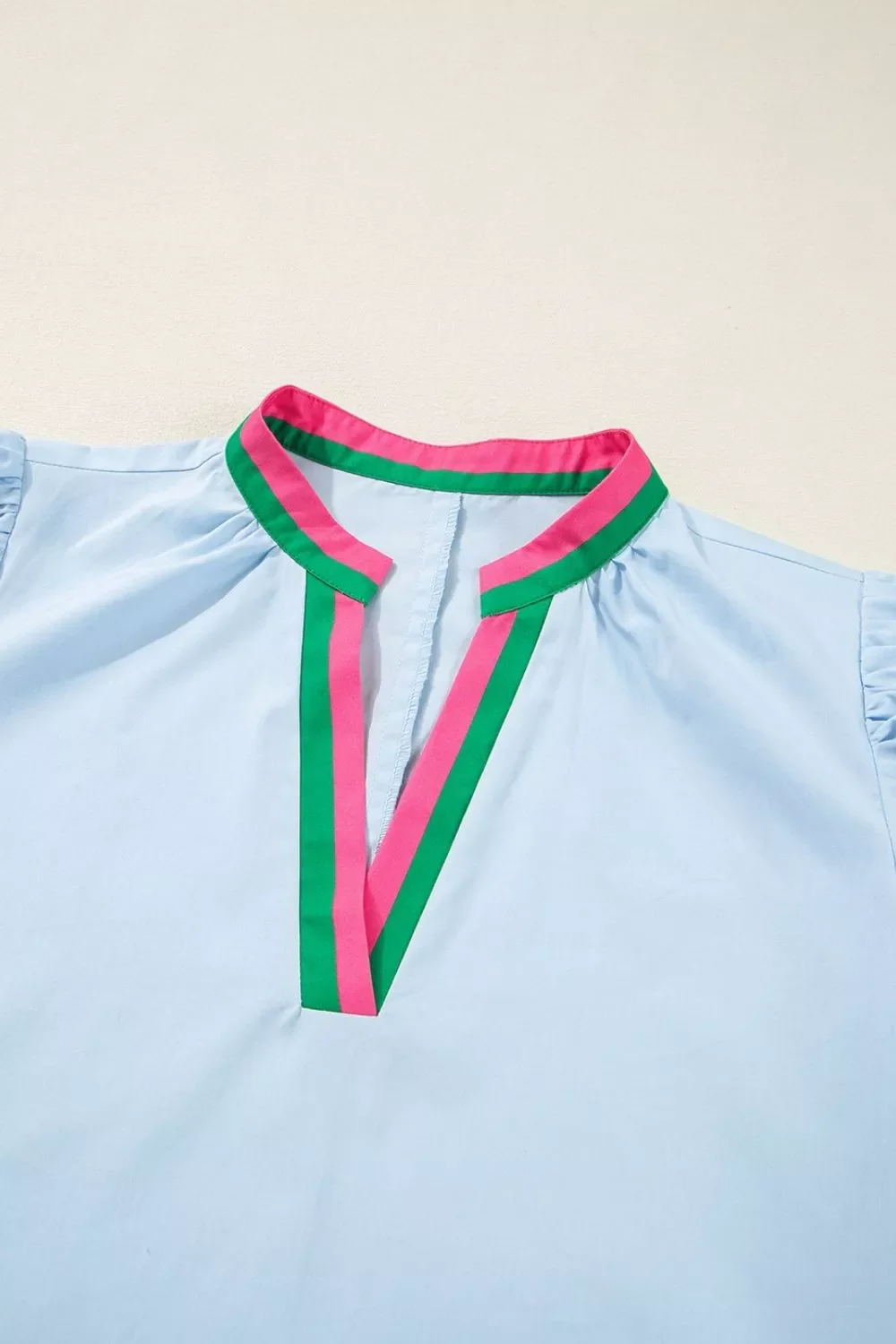 Puff Sleeve Mini Dress with Contrast Trim - Image 8