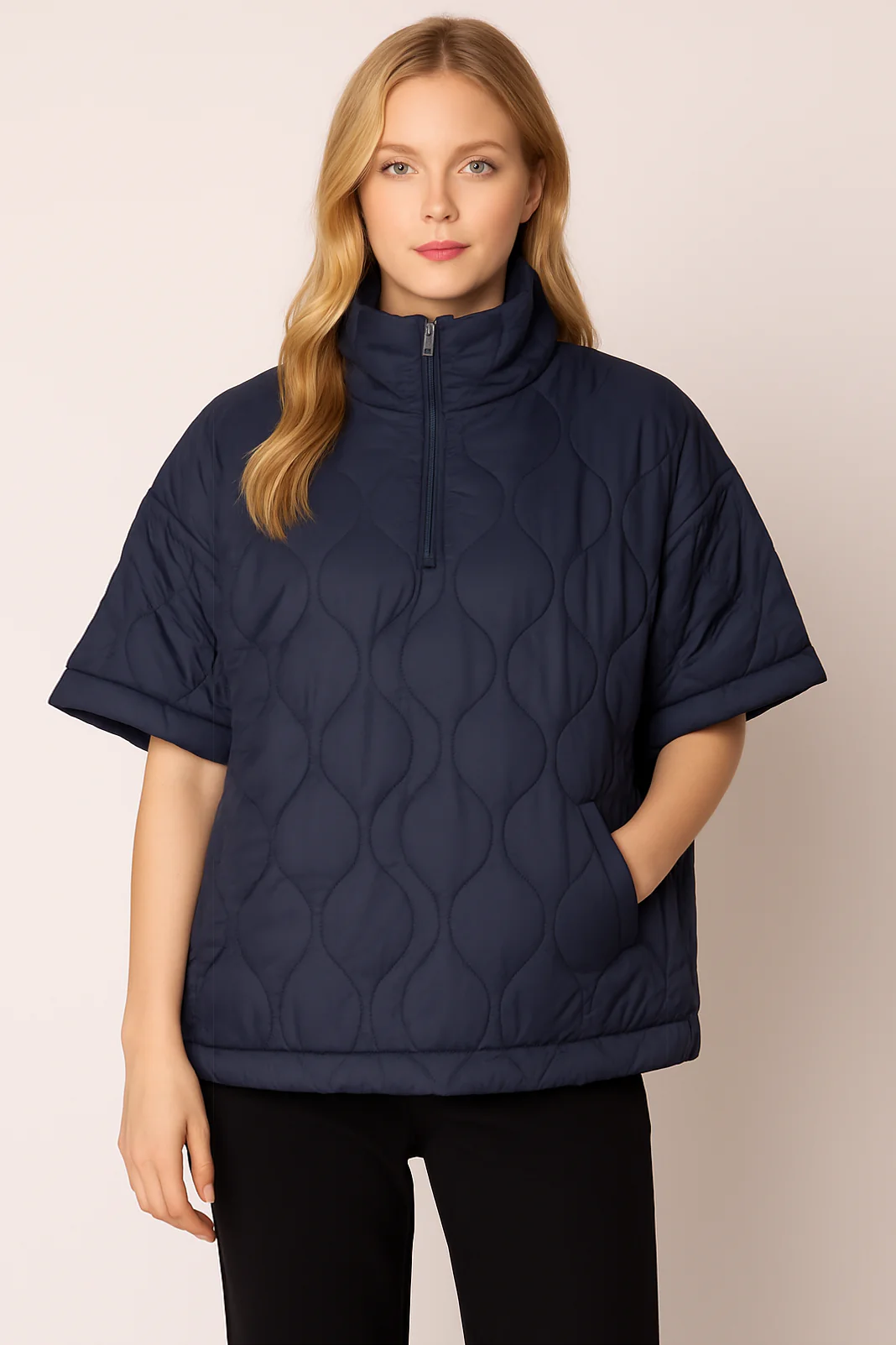 Quilted Puffer Poncho - Image 8