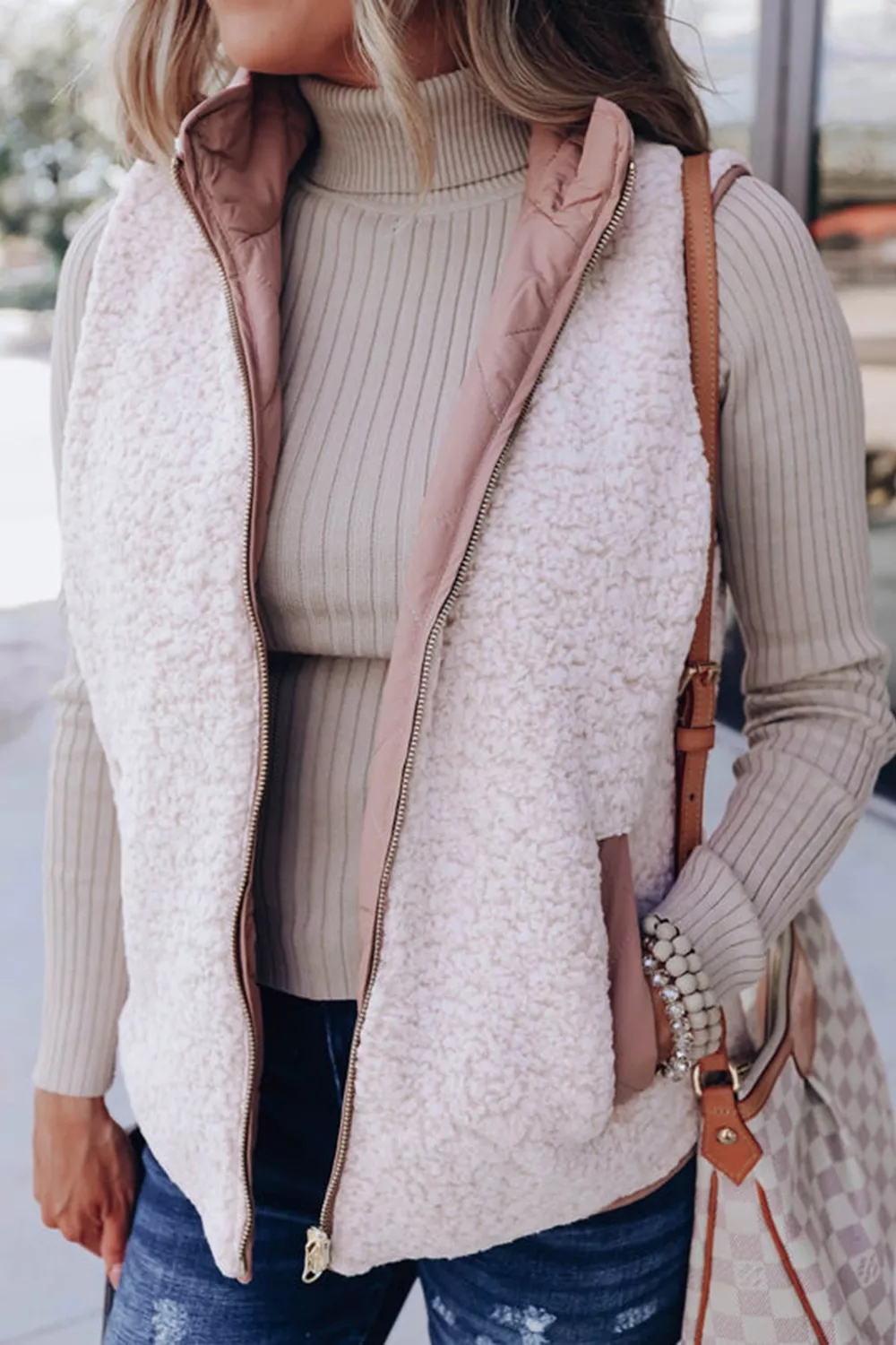 Quilted Sherpa-Lined Vest Coat - Image 5