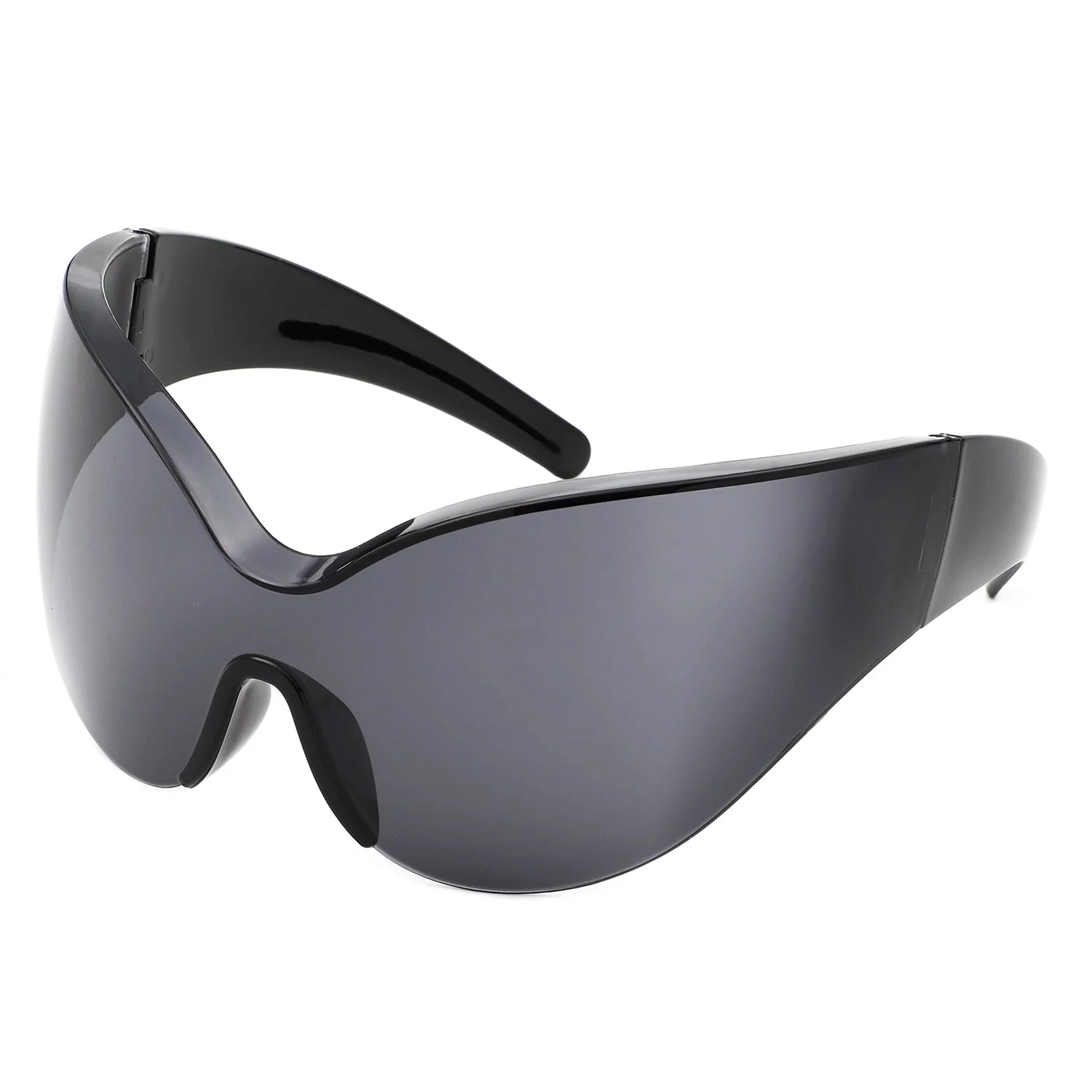 Quirk - Futuristic Oversized Shield Wrap Around Tinted Sunglasses - Image 3