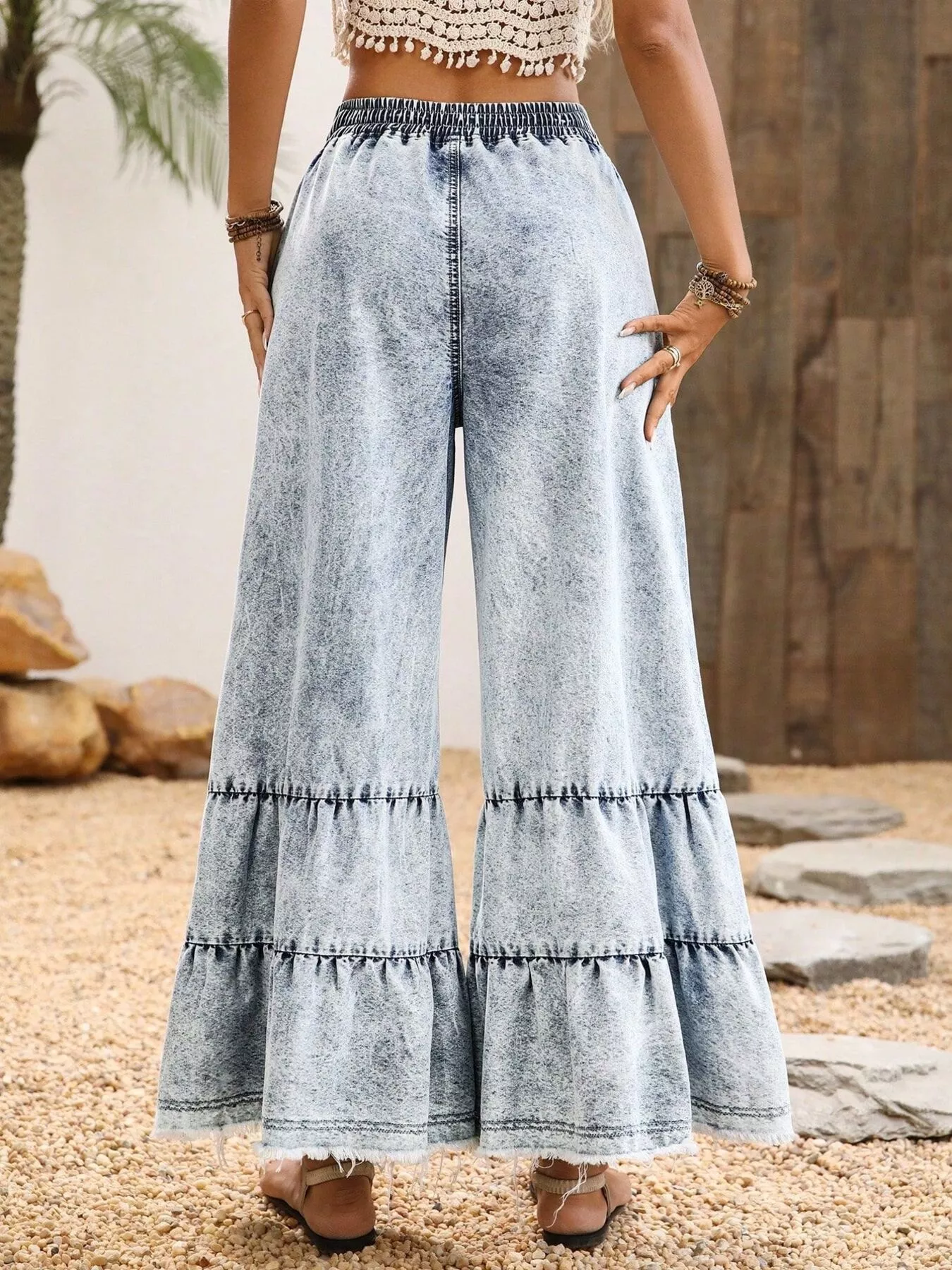 Raw Hem Flare Jeans - Image 3