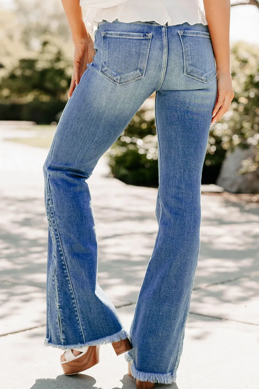 Raw Hem Flare Jeans - Image 2