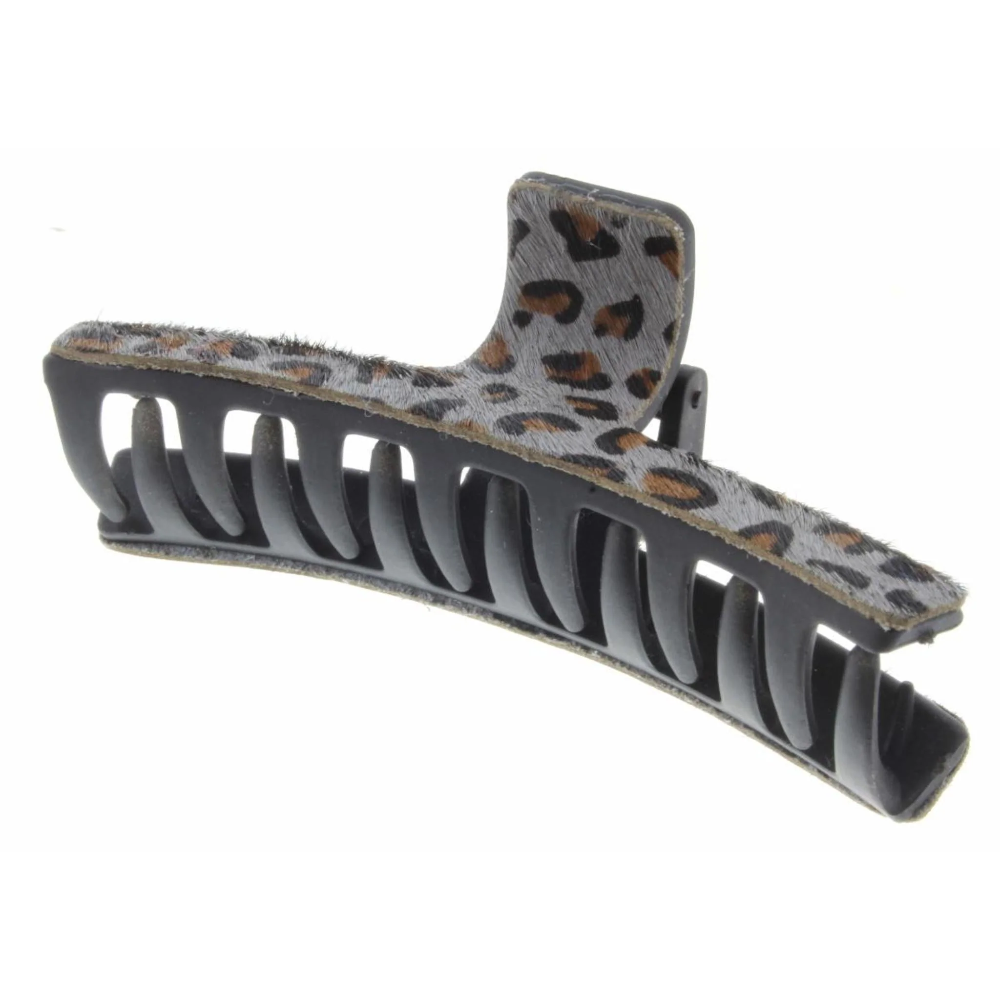 Rectangle with Grey Leopard Hair Clip
