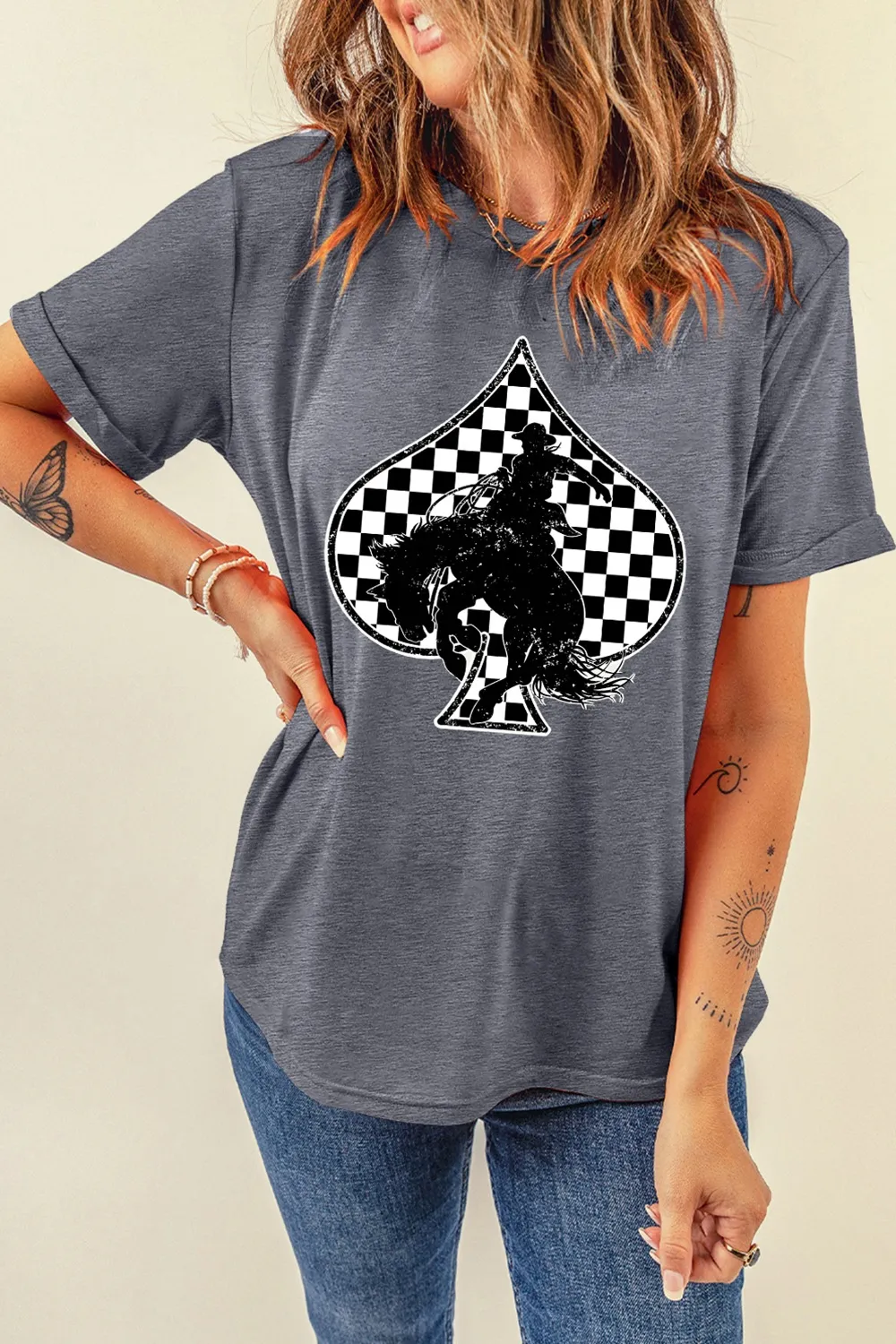Redeo Check Spades Western Graphic T Shirt - Image 2