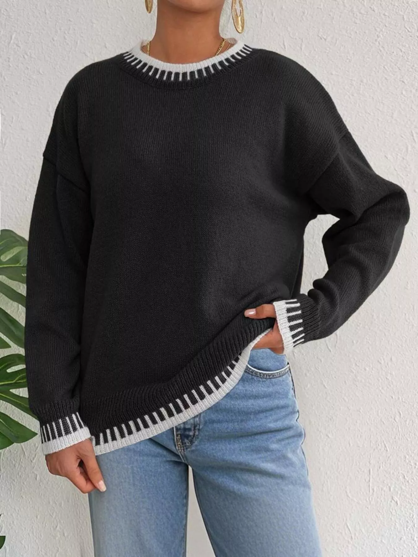 Relaxed Fit Long Sleeve Sweater - Image 7
