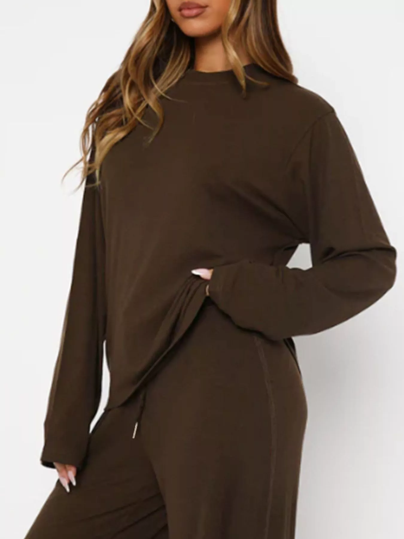 Relaxed Fit Long Sleeve Top and Pants Set - Image 2