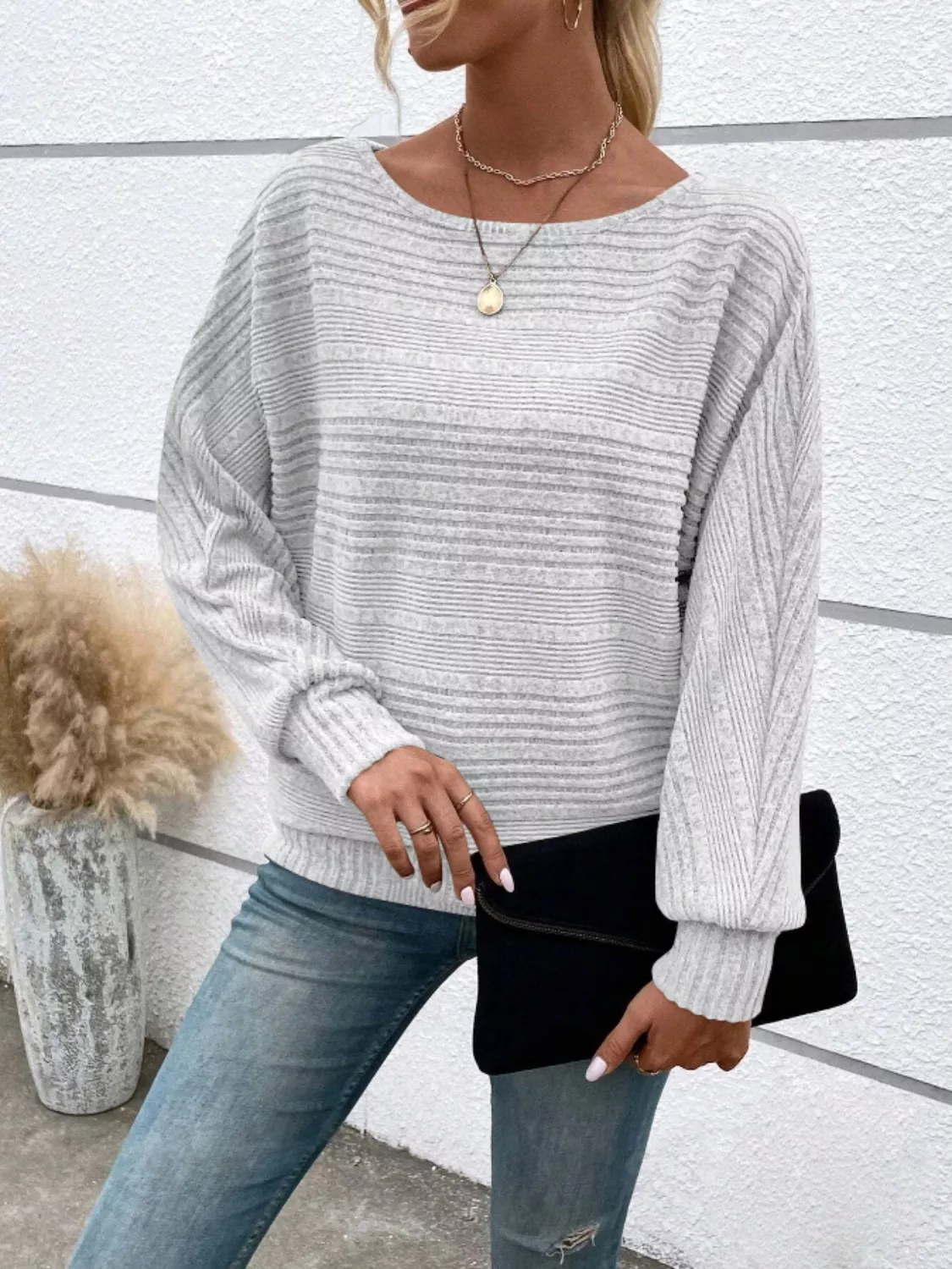 Relaxed Fit Ribbed Knit T-Shirt - Image 11