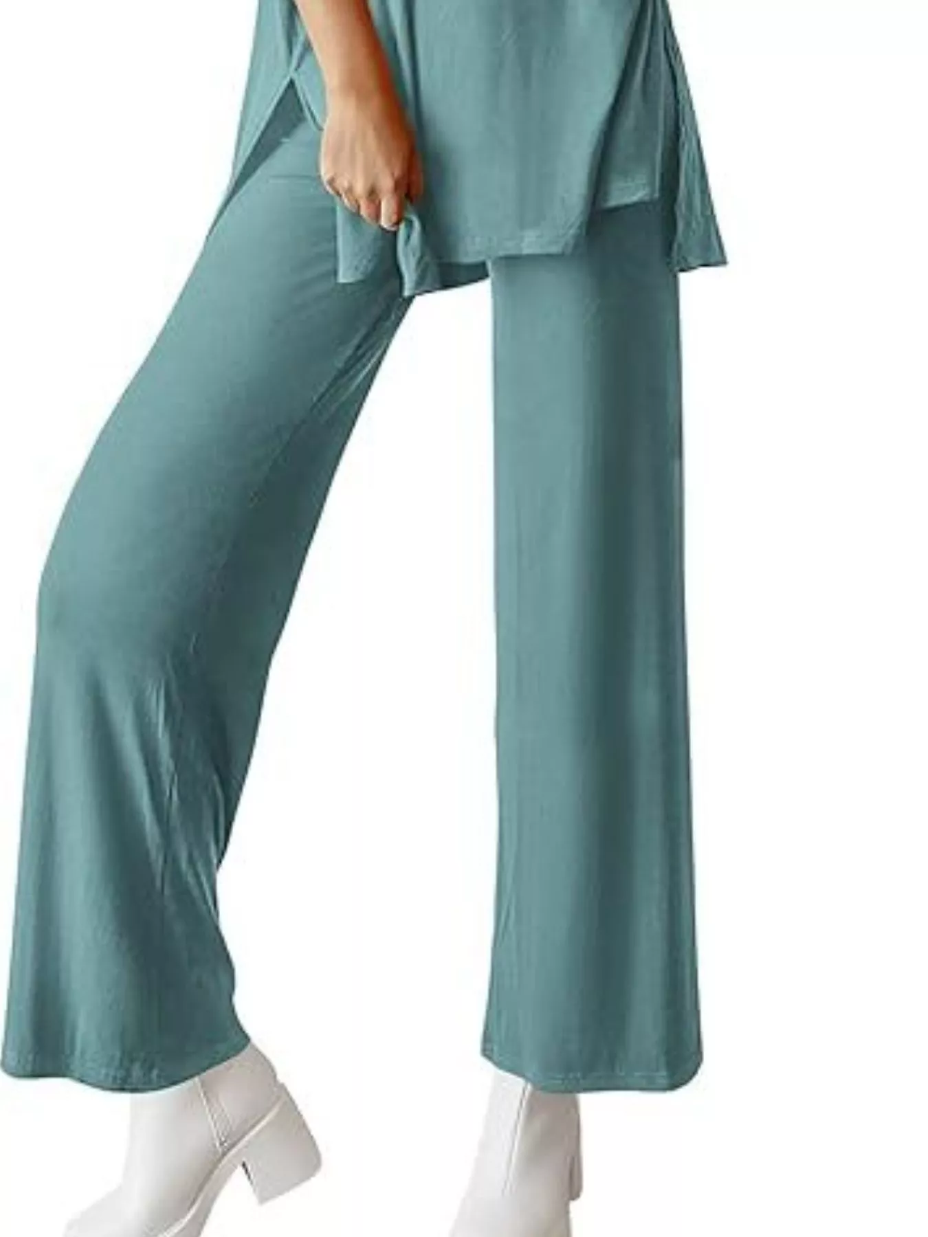 Relaxed Fit Round Neck Top and Pants Two-Piece Set - Image 25