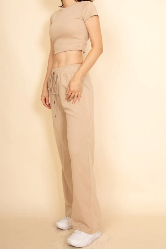 Relaxed Fit Top and Wide-Leg Pants Set - Image 2