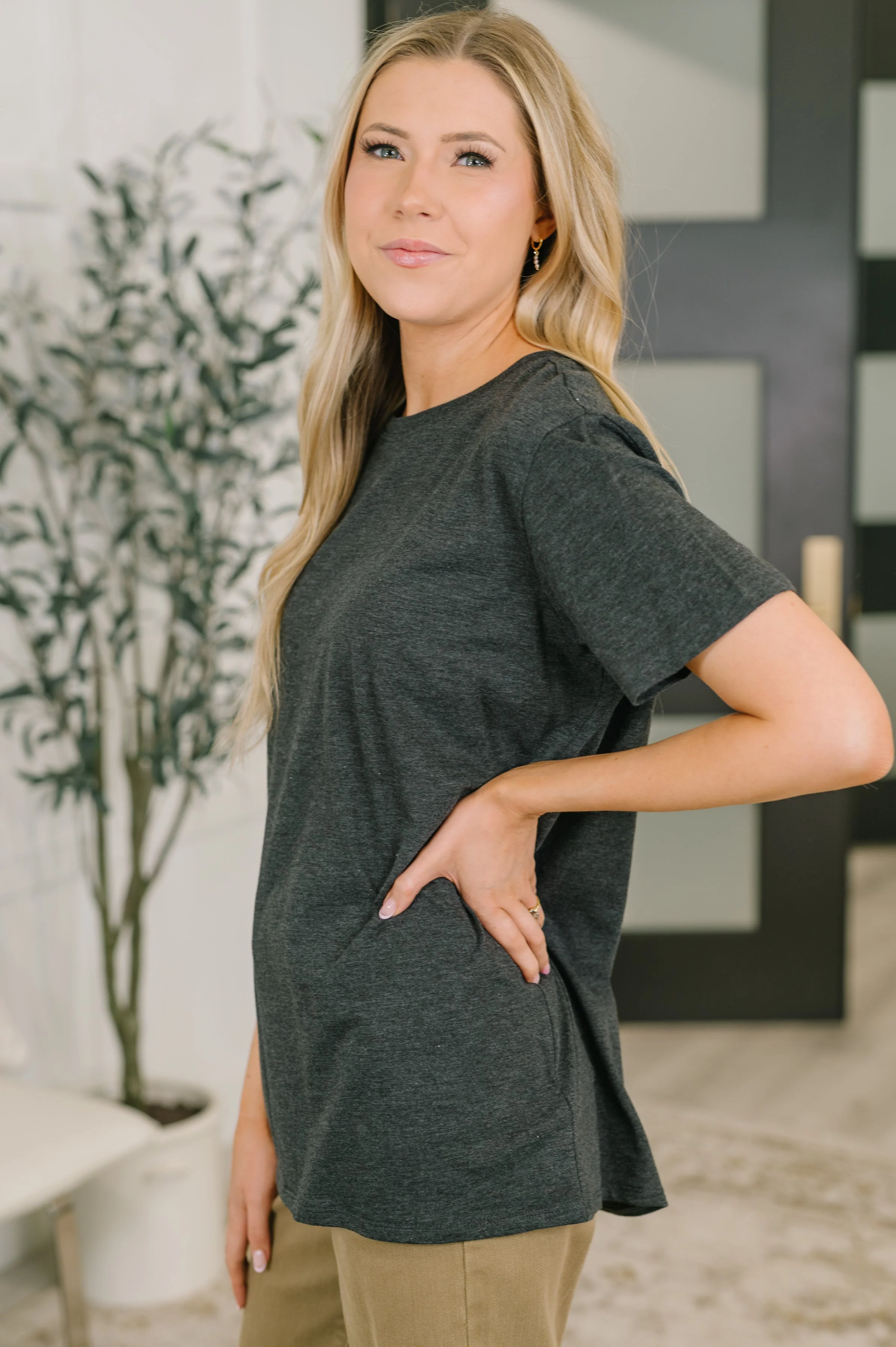 Rest Assured Basic Relaxed Tee in Charcoal - Image 4