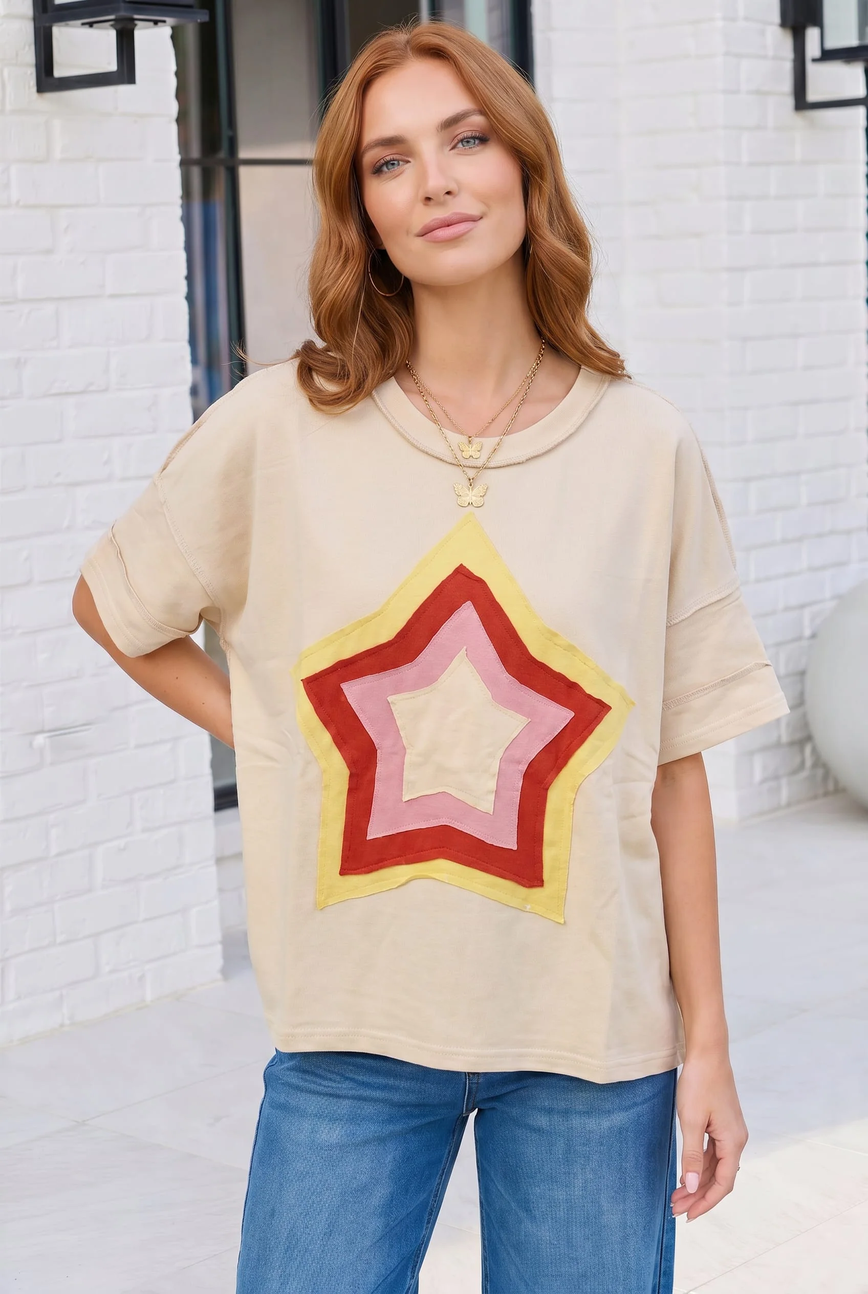 Retro Rainbow Star Oversized Tee - Image 3
