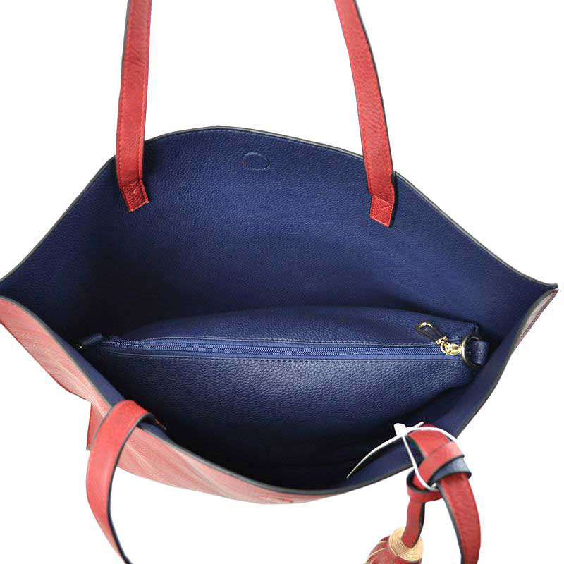 Reversible Faux Leather Tote Bag Vegan Tassel Handbag - Image 16