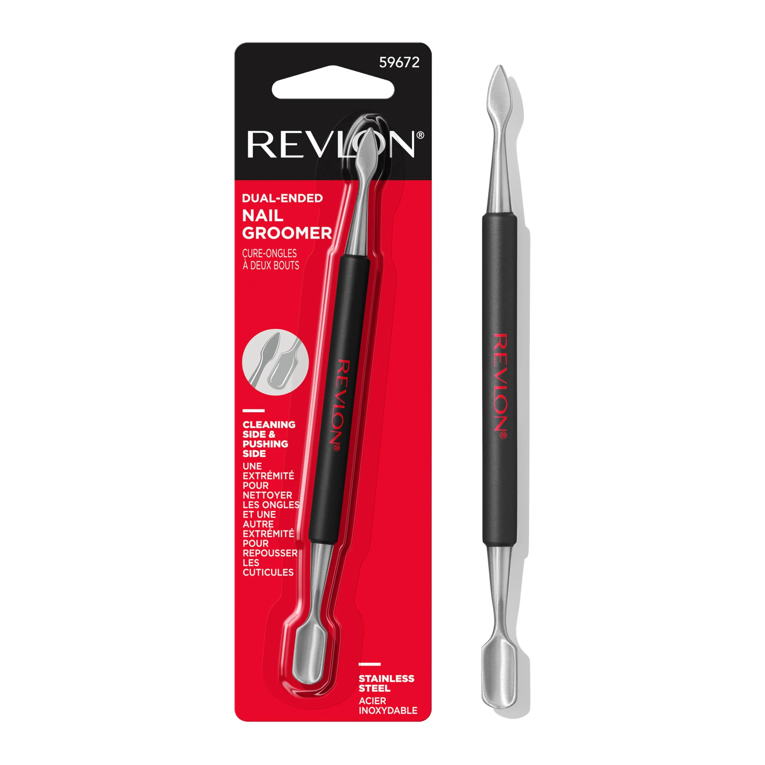 Revlon Cuticle Pusher and Nail Cleaner, Dual Ended Nail Care Tool, Easy to Use, Stainless Steel (Pack of 1) - Image 8