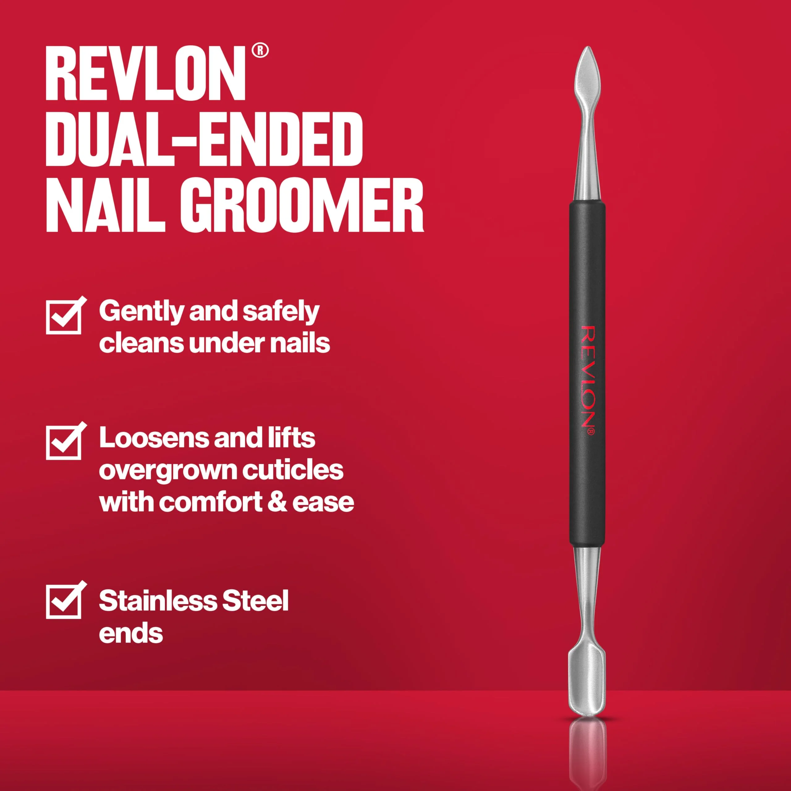 Revlon Cuticle Pusher and Nail Cleaner, Dual Ended Nail Care Tool, Easy to Use, Stainless Steel (Pack of 1) - Image 9