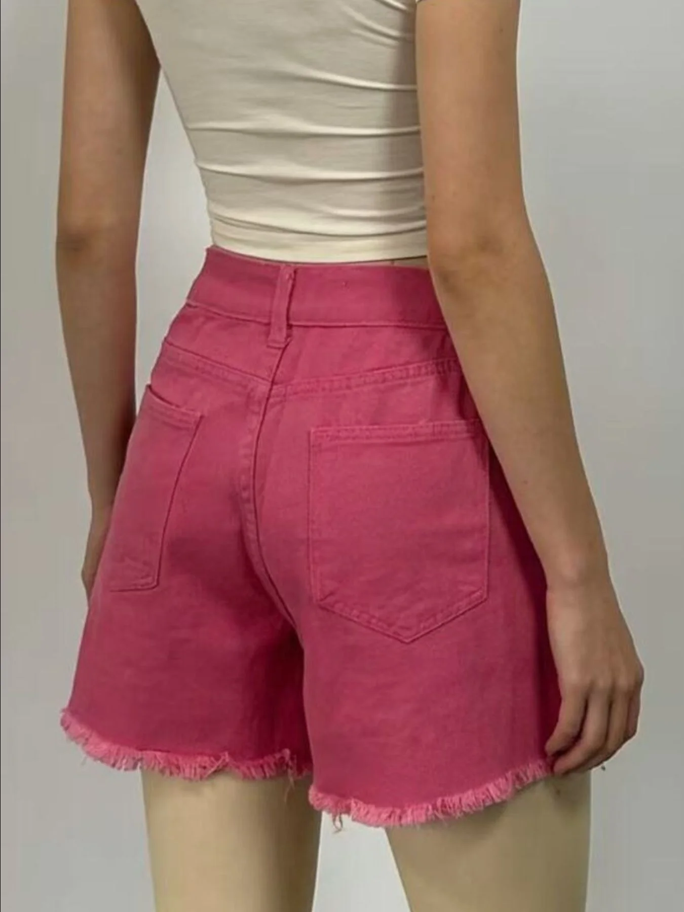 Rhinestone Chain Raw Hem Denim Shorts - Image 11