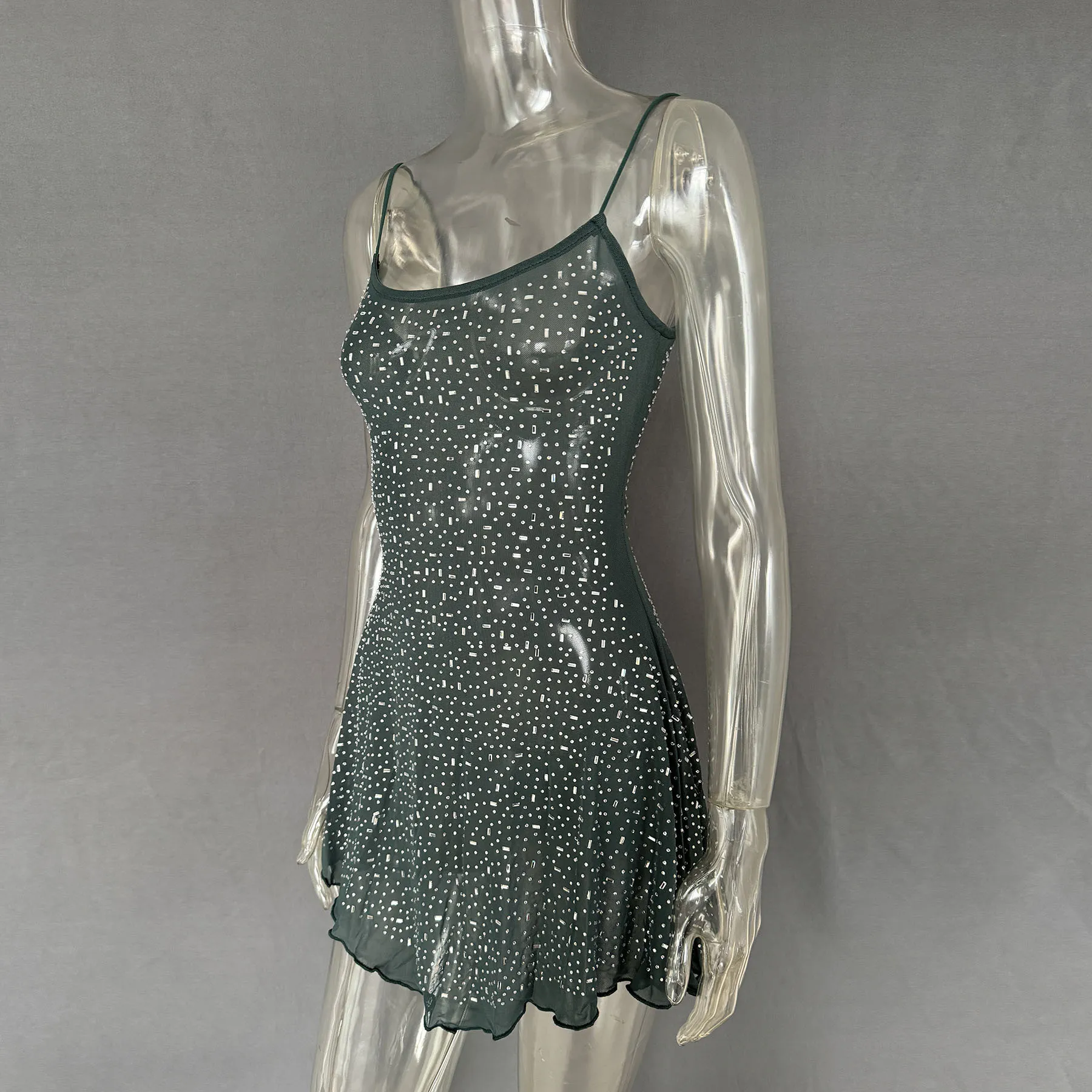 Rhinestone Decor Mini Cami Dress - Image 31