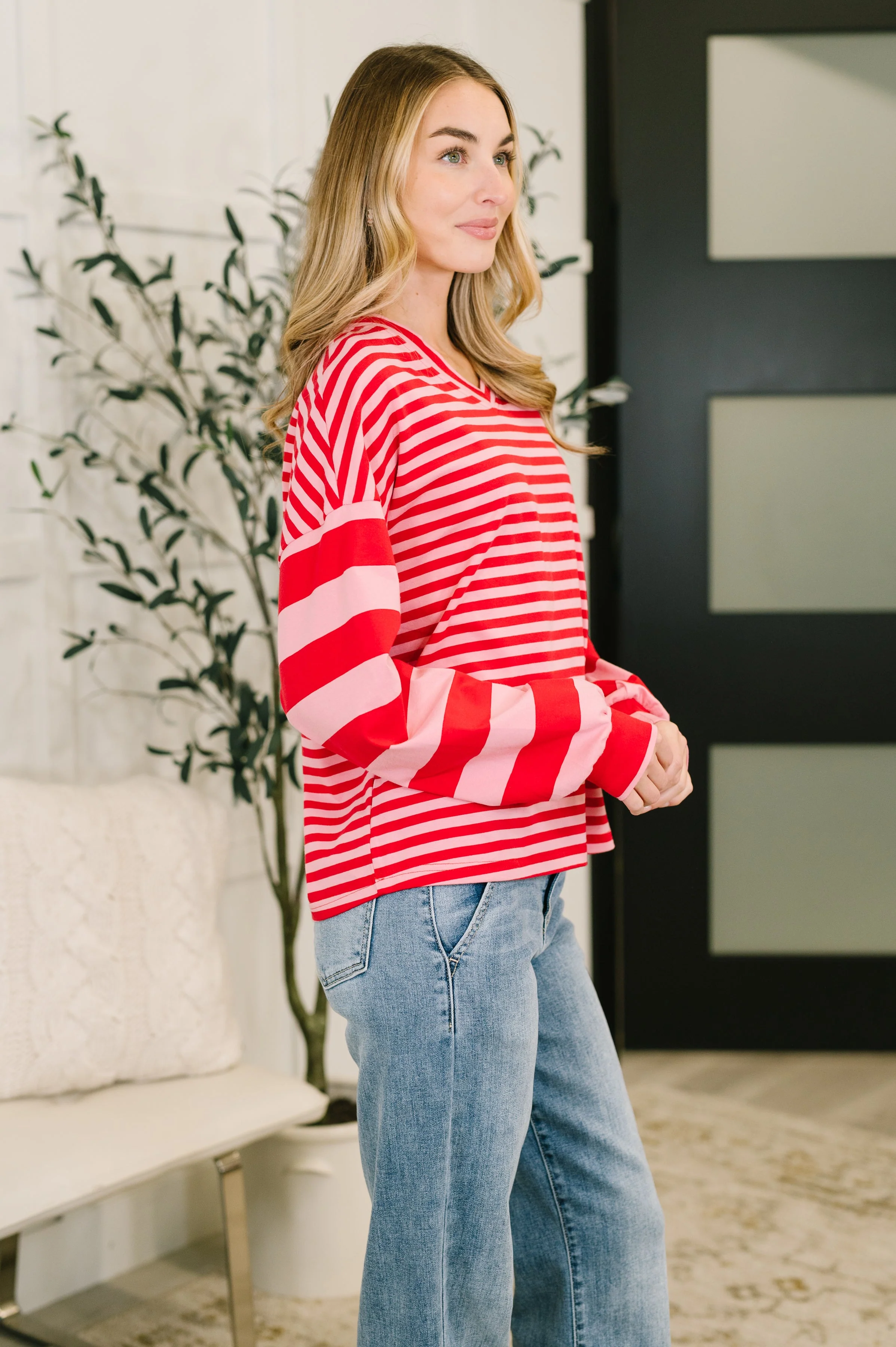 Rhythm & Rows V-Neck Drop Shoulder Pullover - Image 4