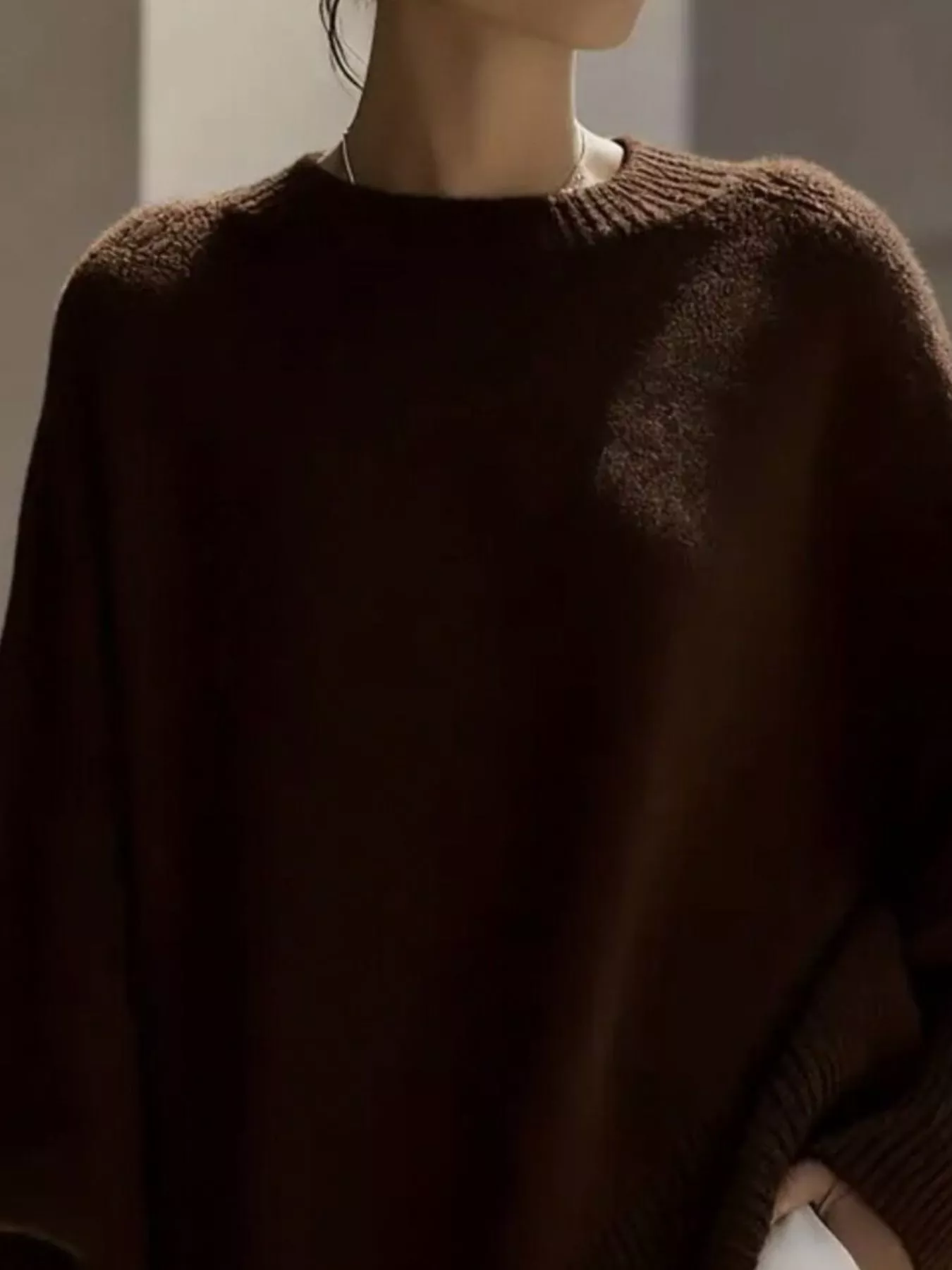 Ribbed Batwing Sleeve Oversized Sweater - Image 8
