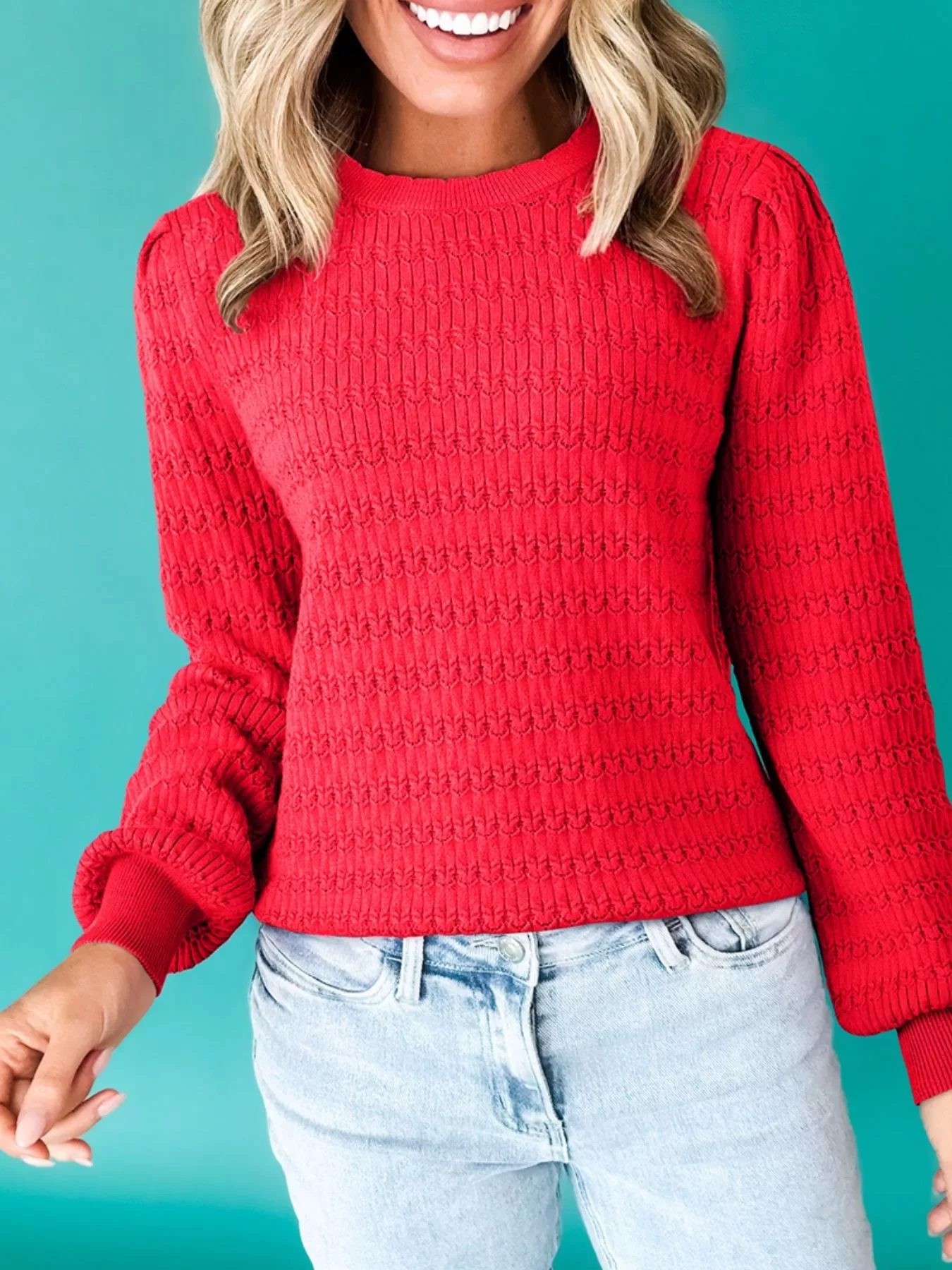 Ribbed Cuffs Crew Neck Sweater - Image 3