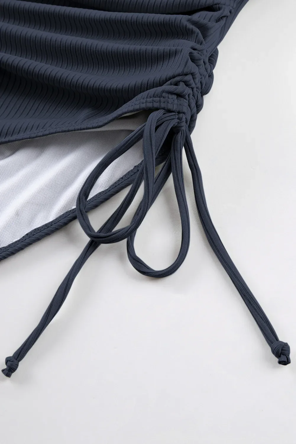 Ribbed Drawstring Sides Cutout One Piece Swimsuit - Image 28