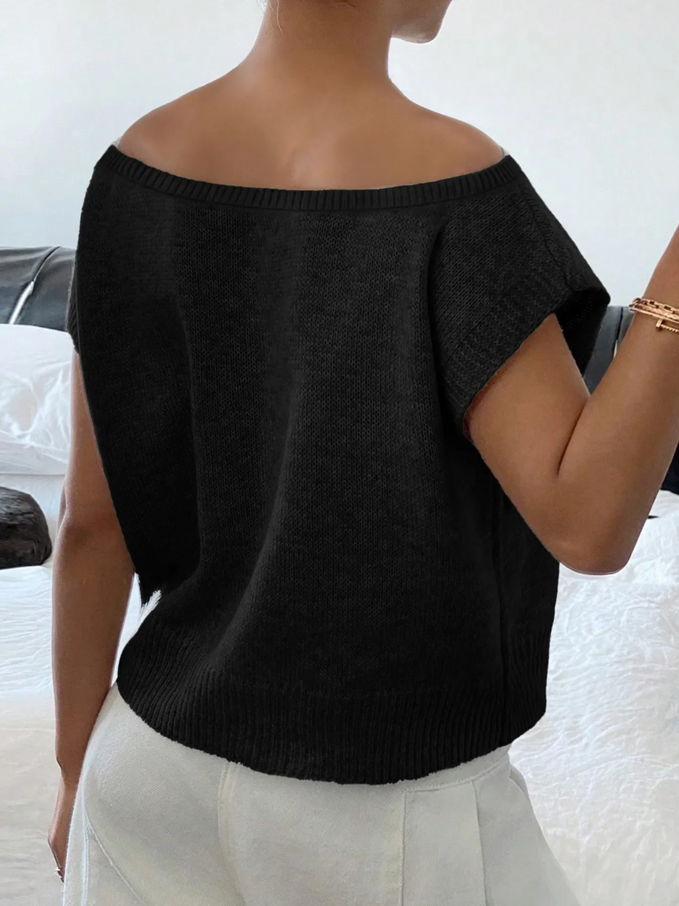 Ribbed Hem Boat Neck Sweater - Image 6