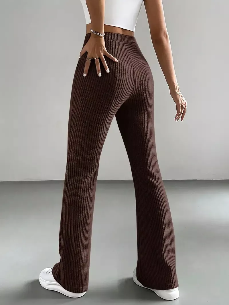 Ribbed Knit High Waist Flare Pants - Image 21