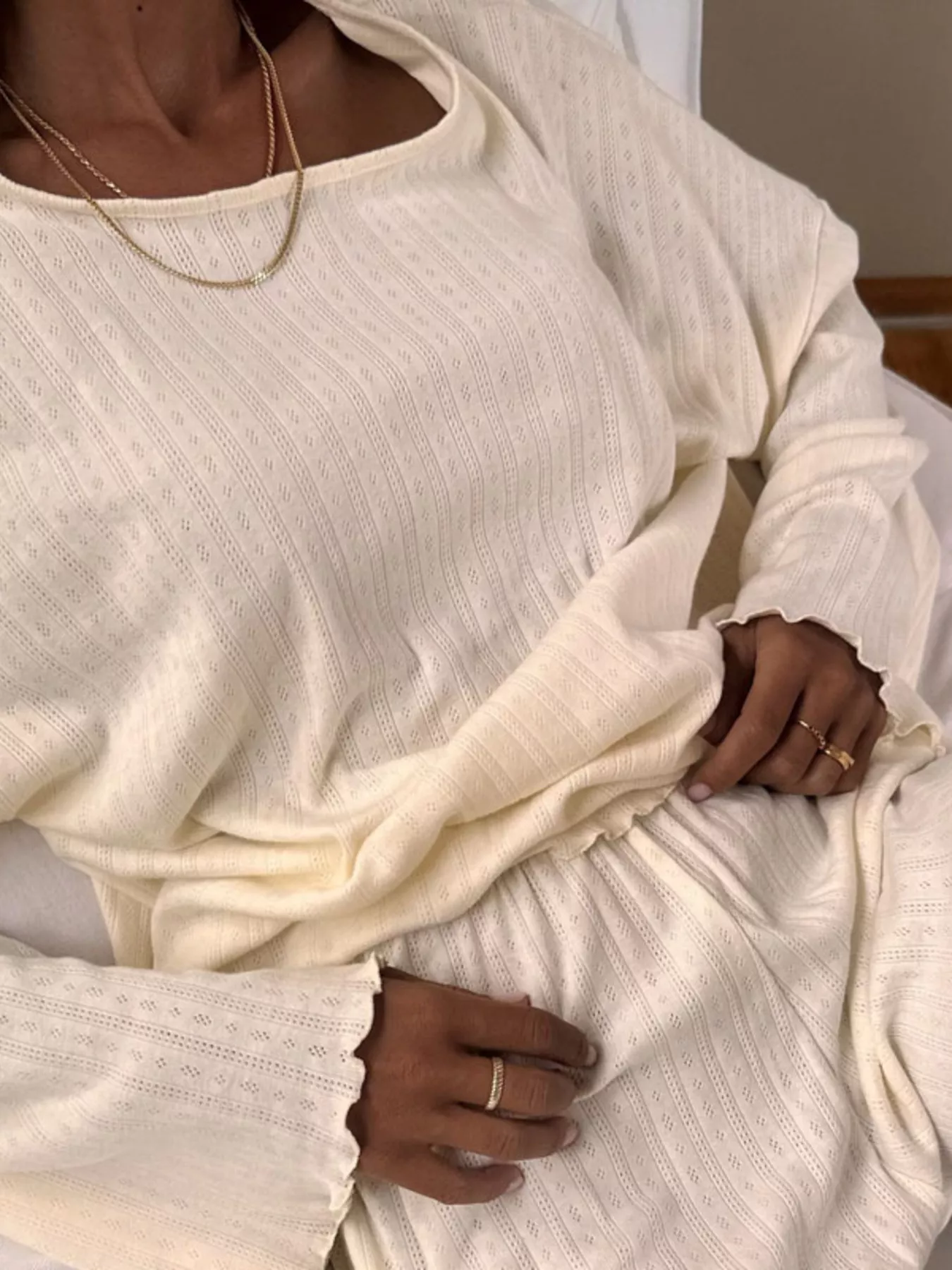 Ribbed Knit Long Sleeve Top and Shorts Lounge Set - Image 2