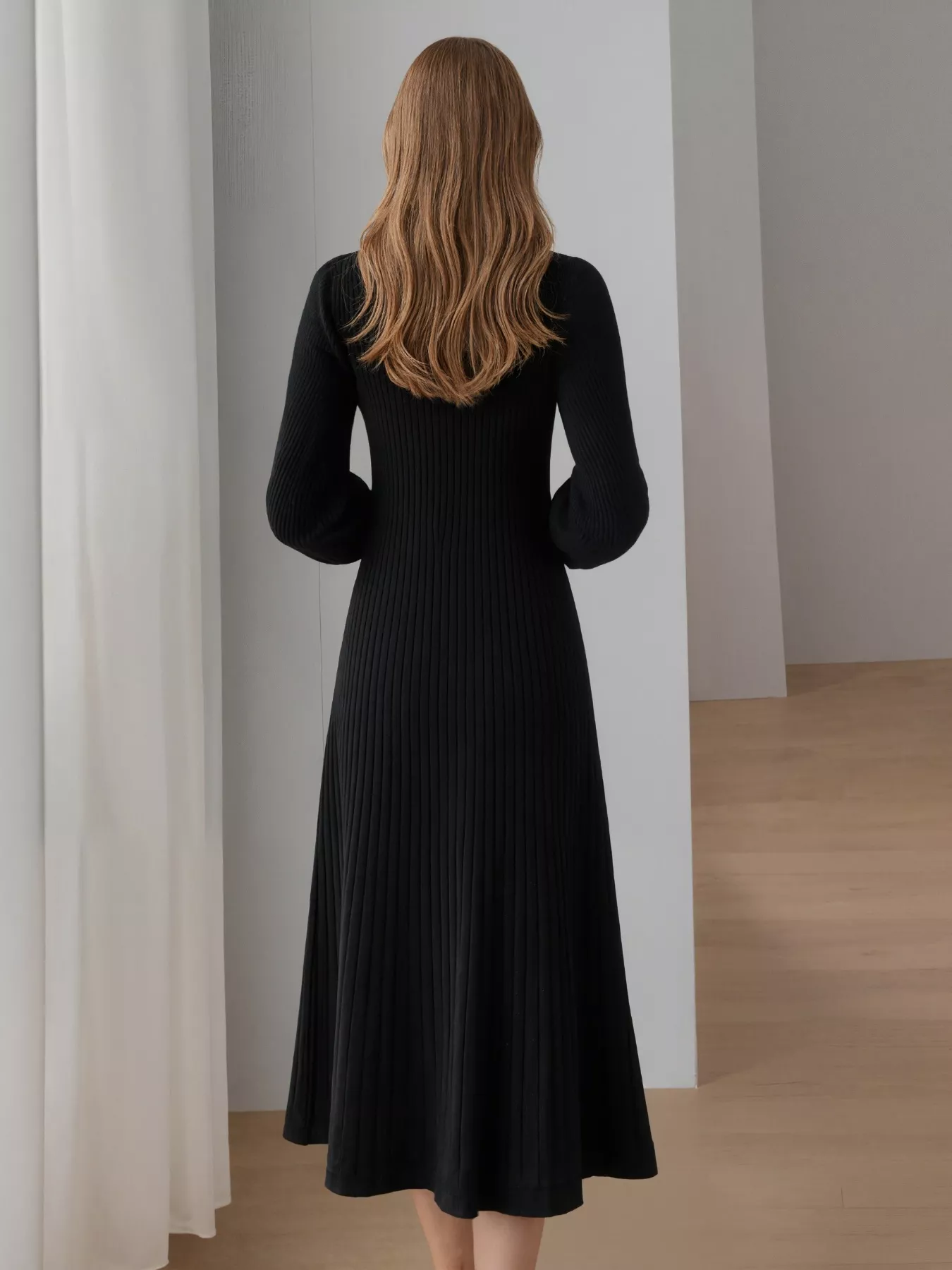 Ribbed Knit Mock Neck Midi Dress - Image 14