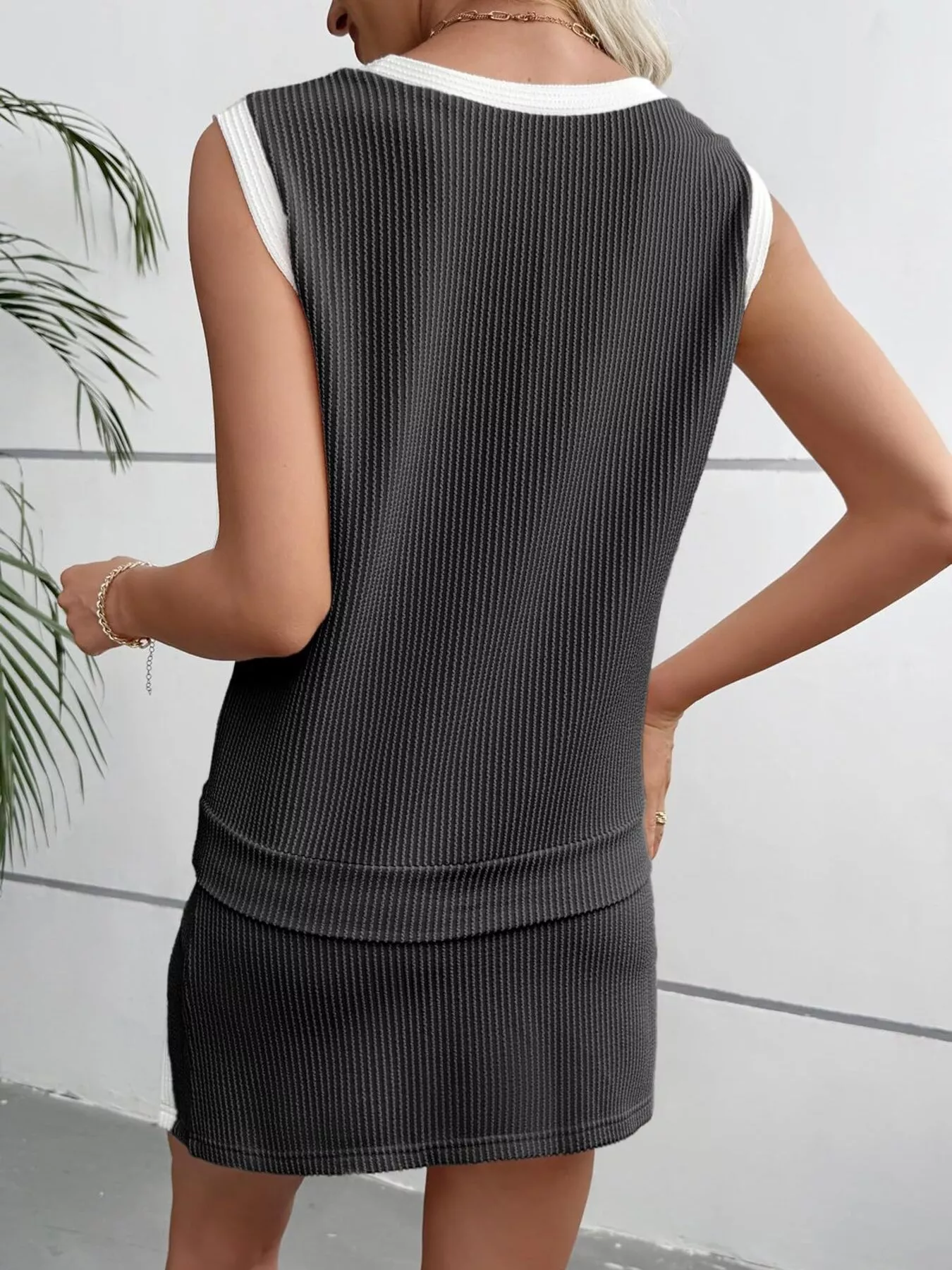 Ribbed Knit Sleeveless Top and Skort Set - Image 13