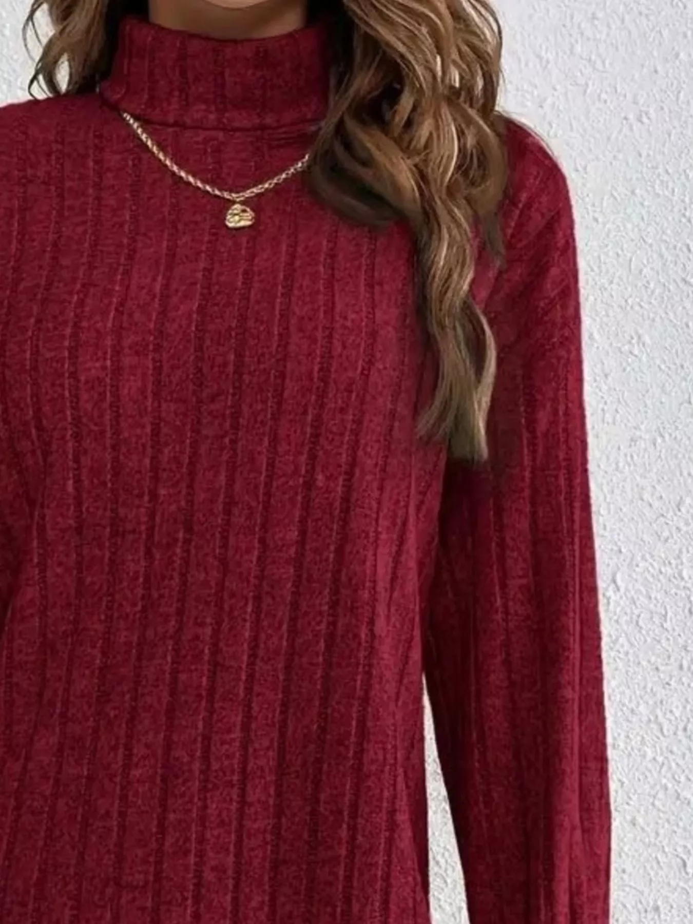 Ribbed Knit Turtleneck Mini Dress - Image 6