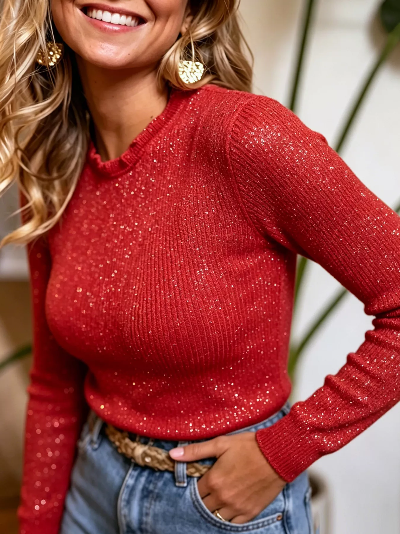 Ribbed Long Sleeve Knit Top - Image 11