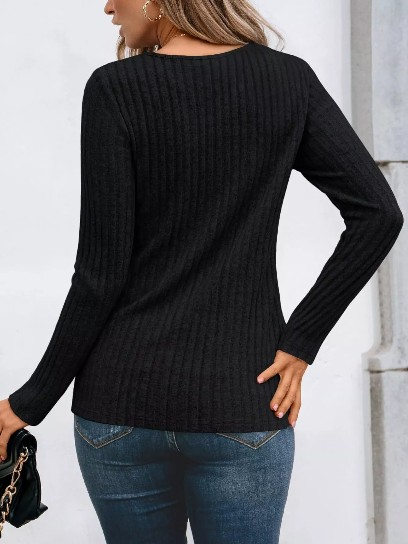 Ribbed Long Sleeve T-Shirt - Image 3