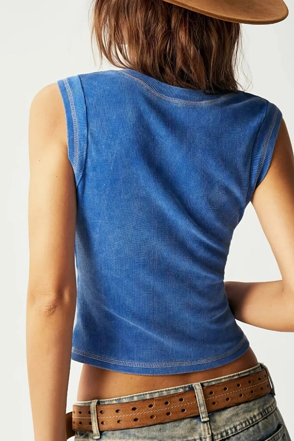 Ribbed Notched Tank Top - Image 2